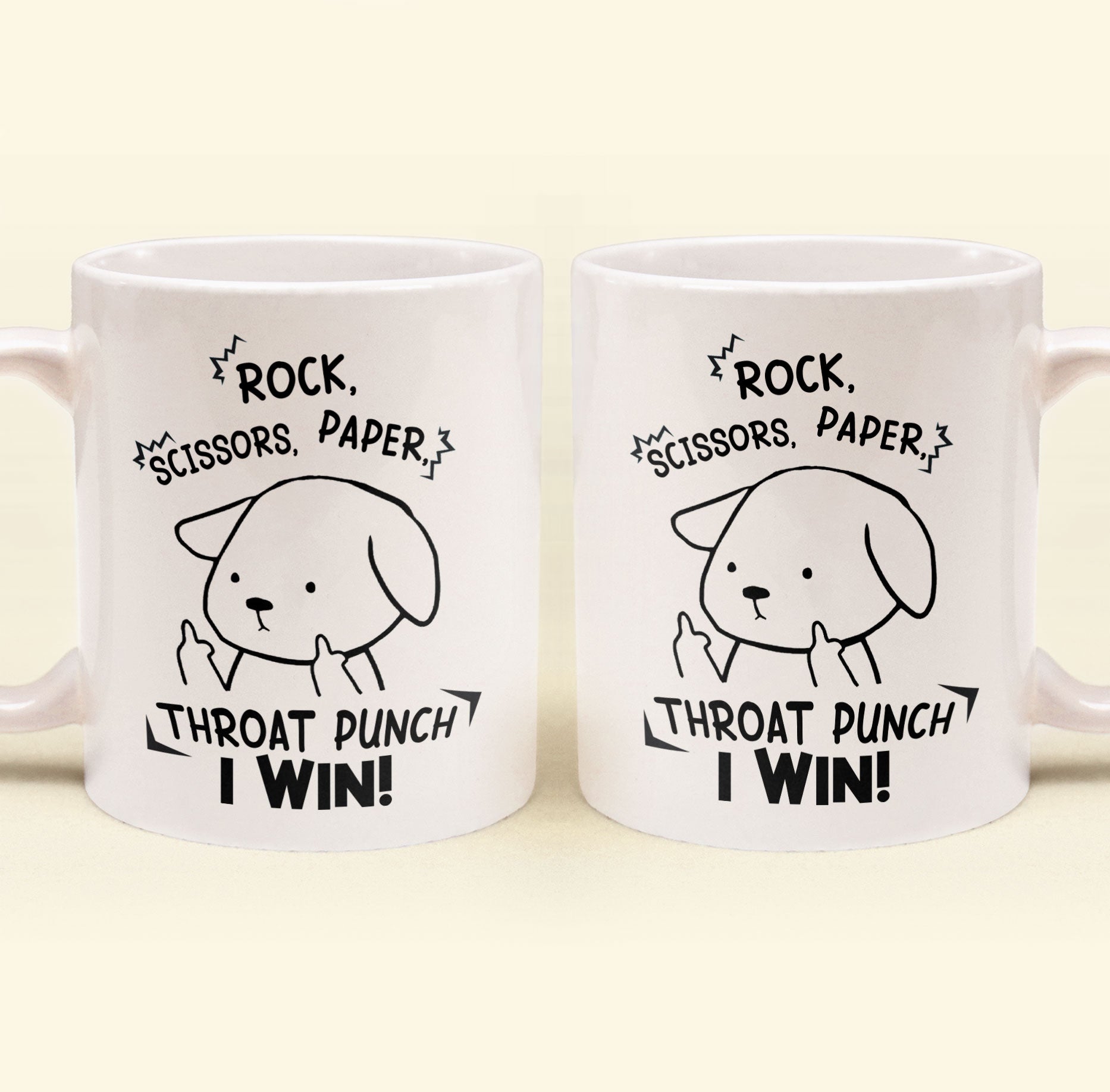 Funny Mug - Rock Paper Scissors Throat Punch I Win - Fun Gifts For Coworker, Friends, Boss - Personalized Mug