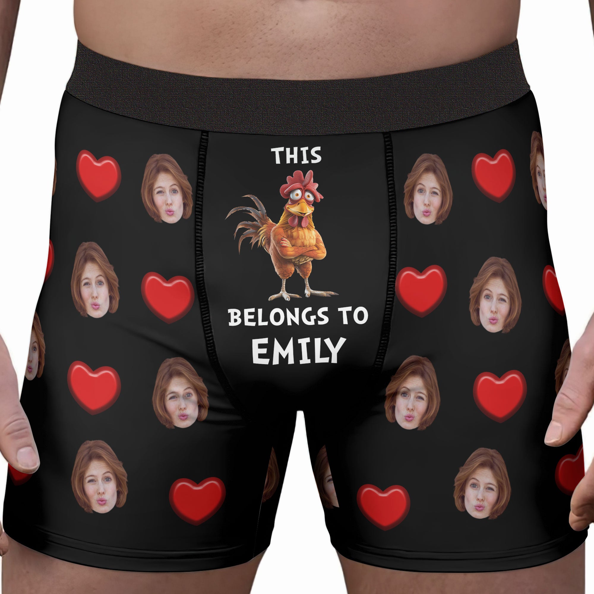 Funny New Version This Cock Belongs To - Personalized Photo Men's Boxer Briefs