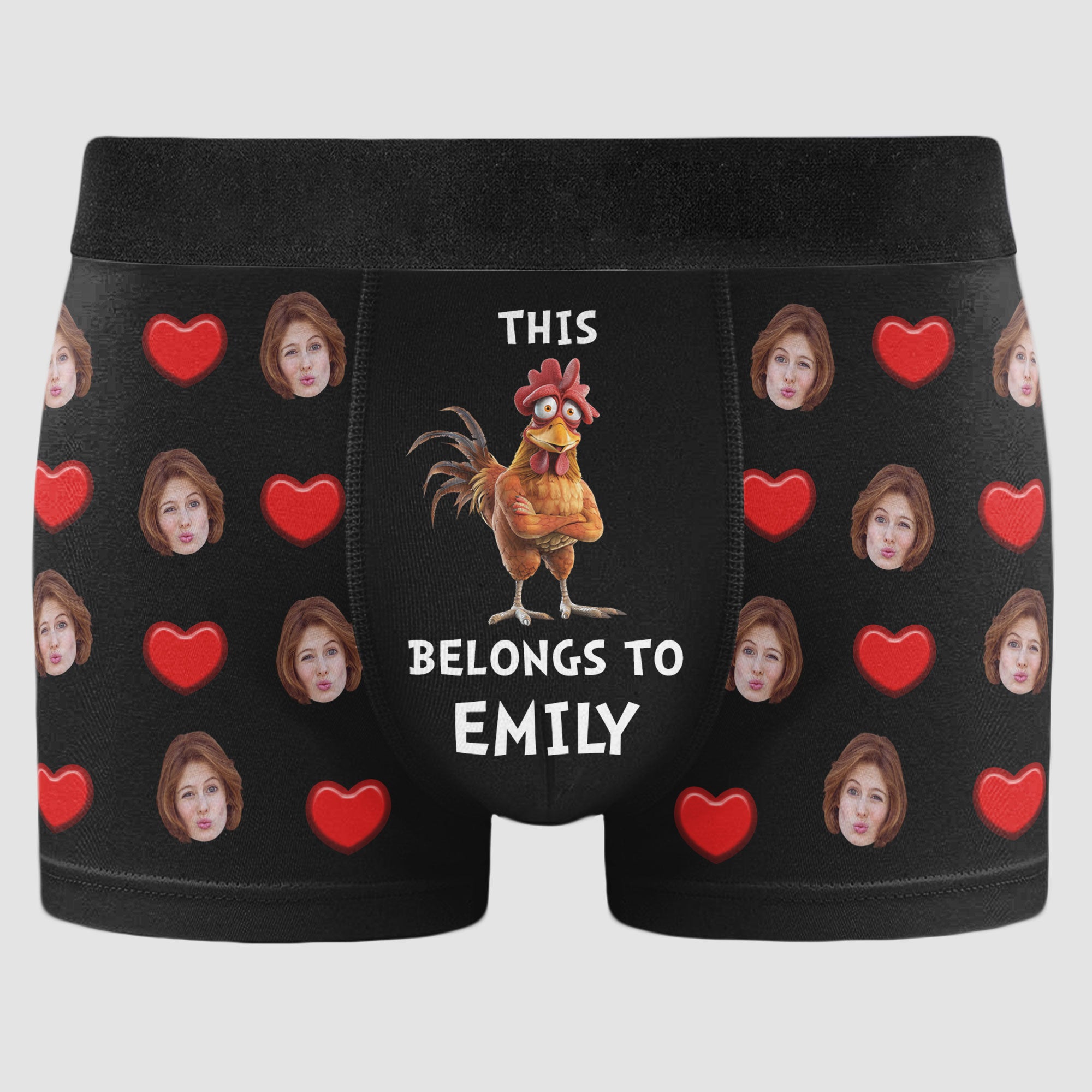 Funny New Version This Cock Belongs To - Personalized Photo Men's Boxer Briefs