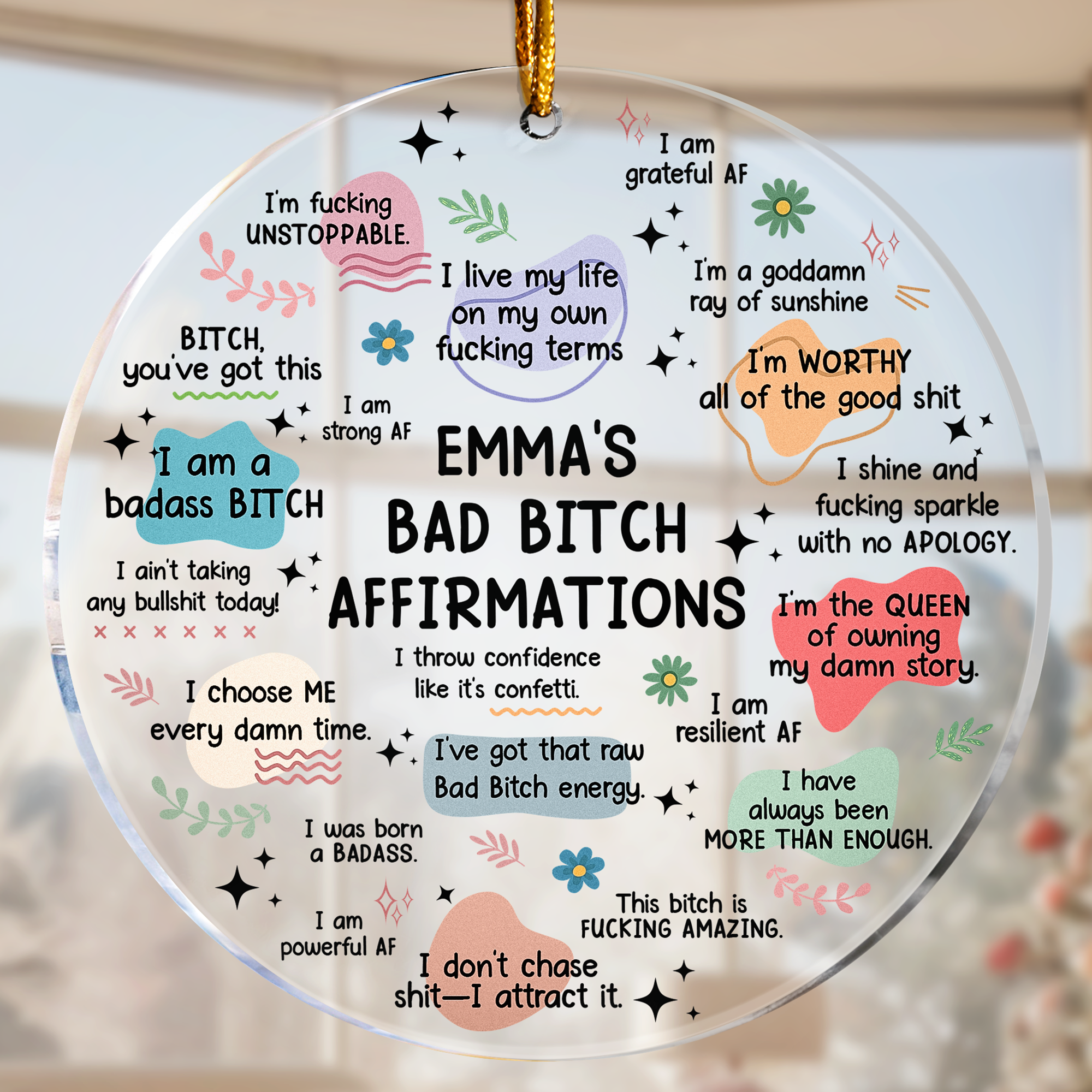 Funny Ornament Bad B*tch Affirmations - Personalized Acrylic Ornament