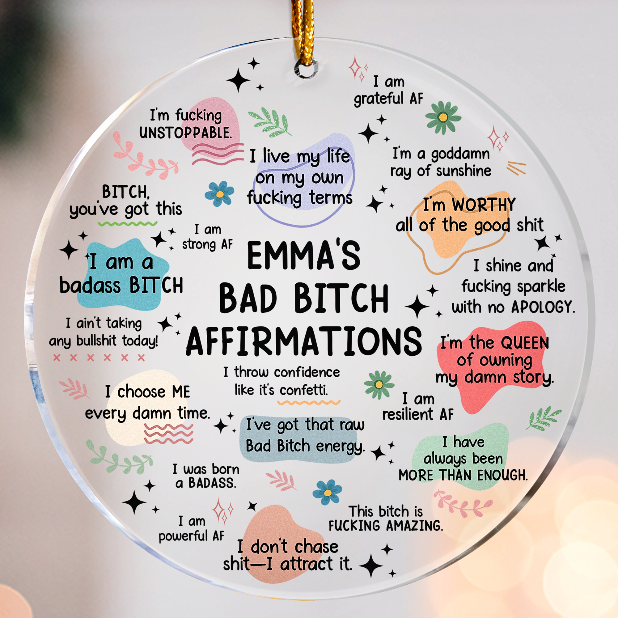 Funny Ornament Bad B*tch Affirmations - Personalized Acrylic Ornament