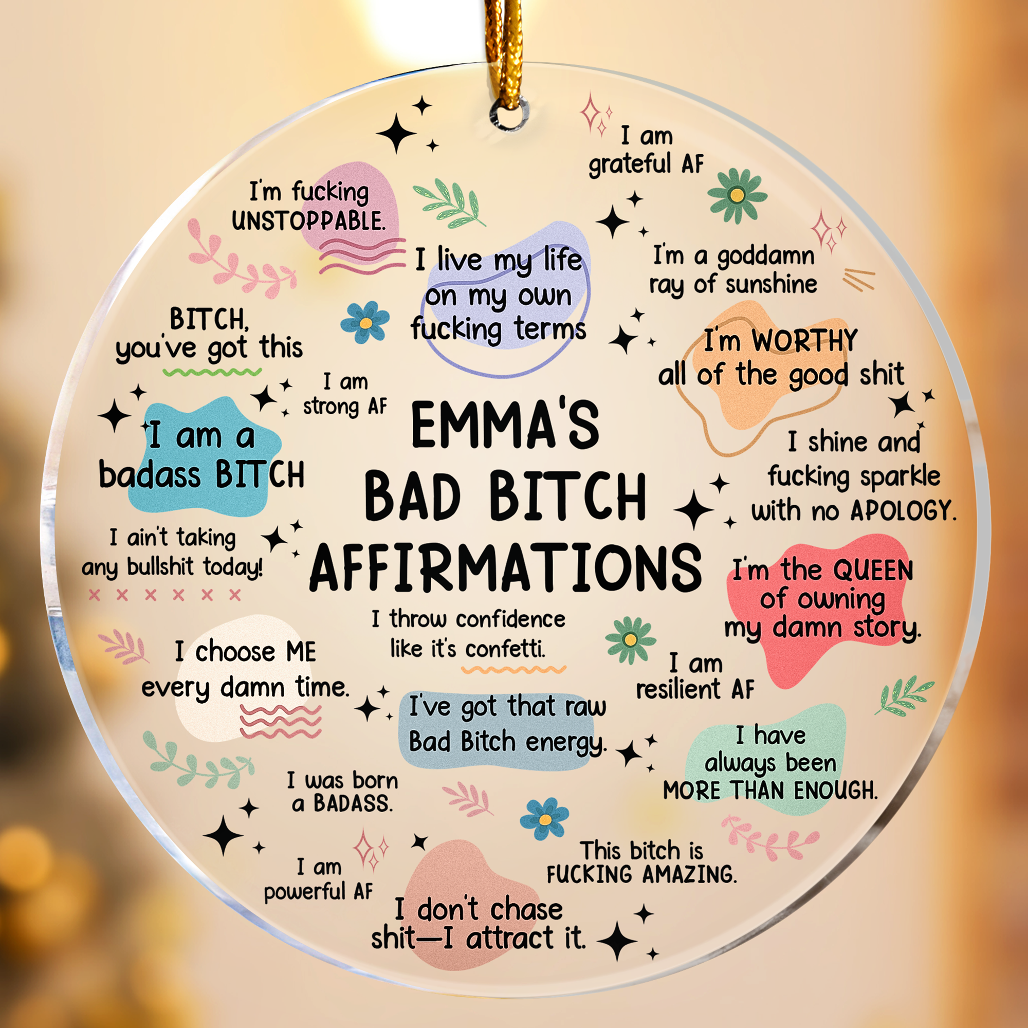 Funny Ornament Bad B*tch Affirmations - Personalized Acrylic Ornament