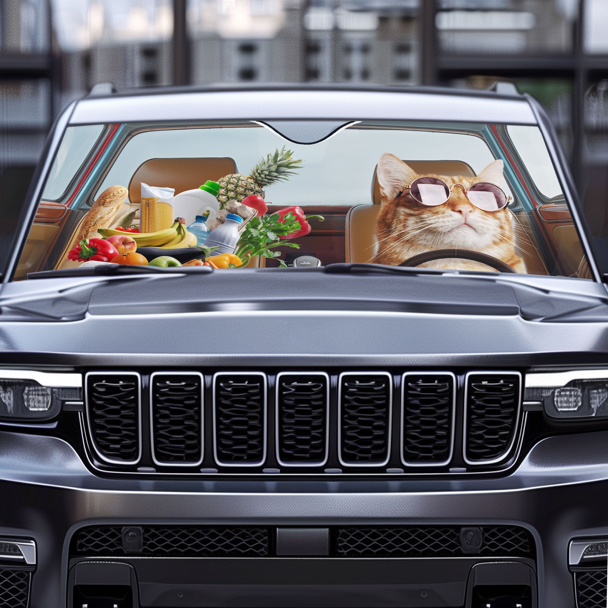 Funny Pet Driving - Personalized Photo Car Sun Shade