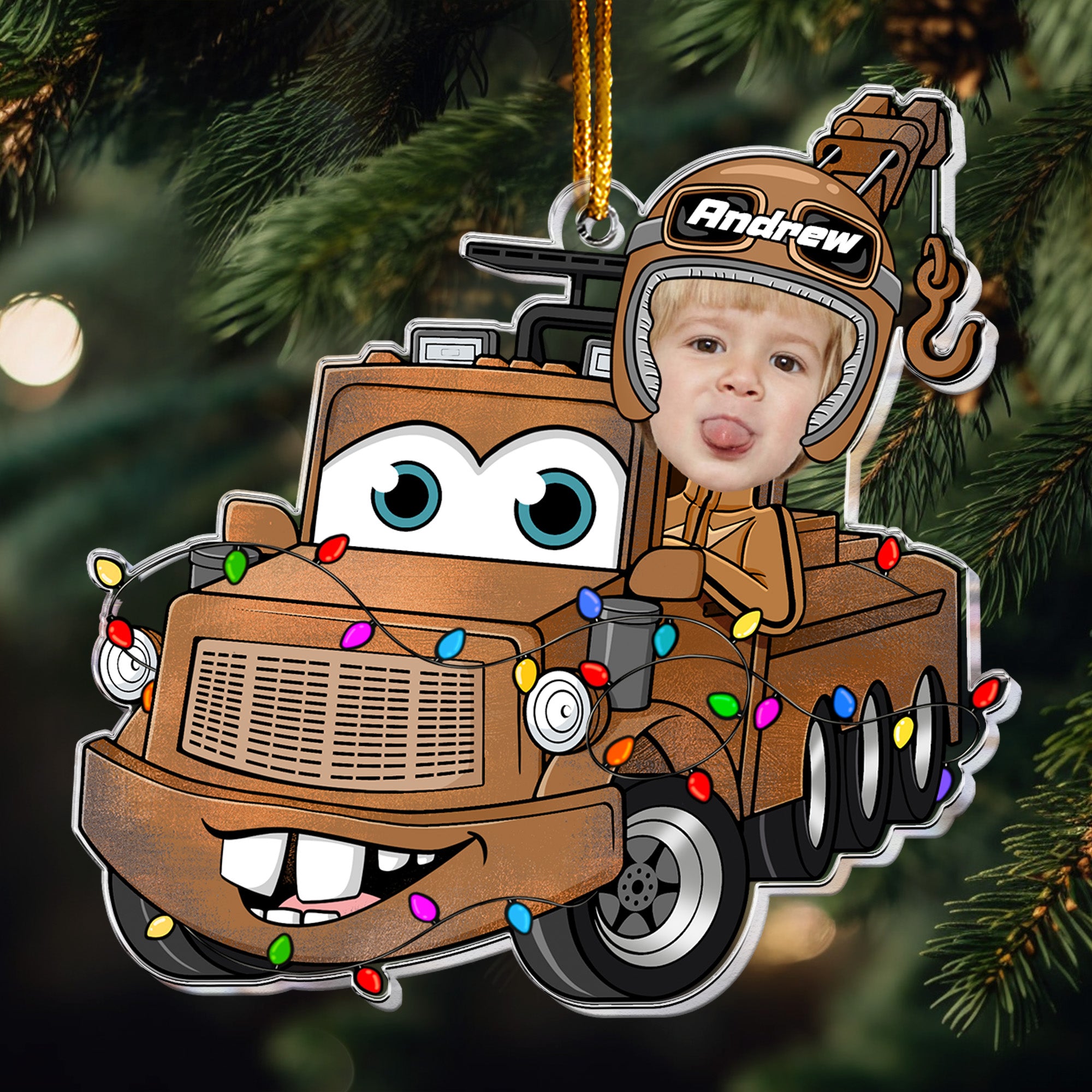 Funny Trash Truck Custom Face - Personalized Acrylic Photo Ornament