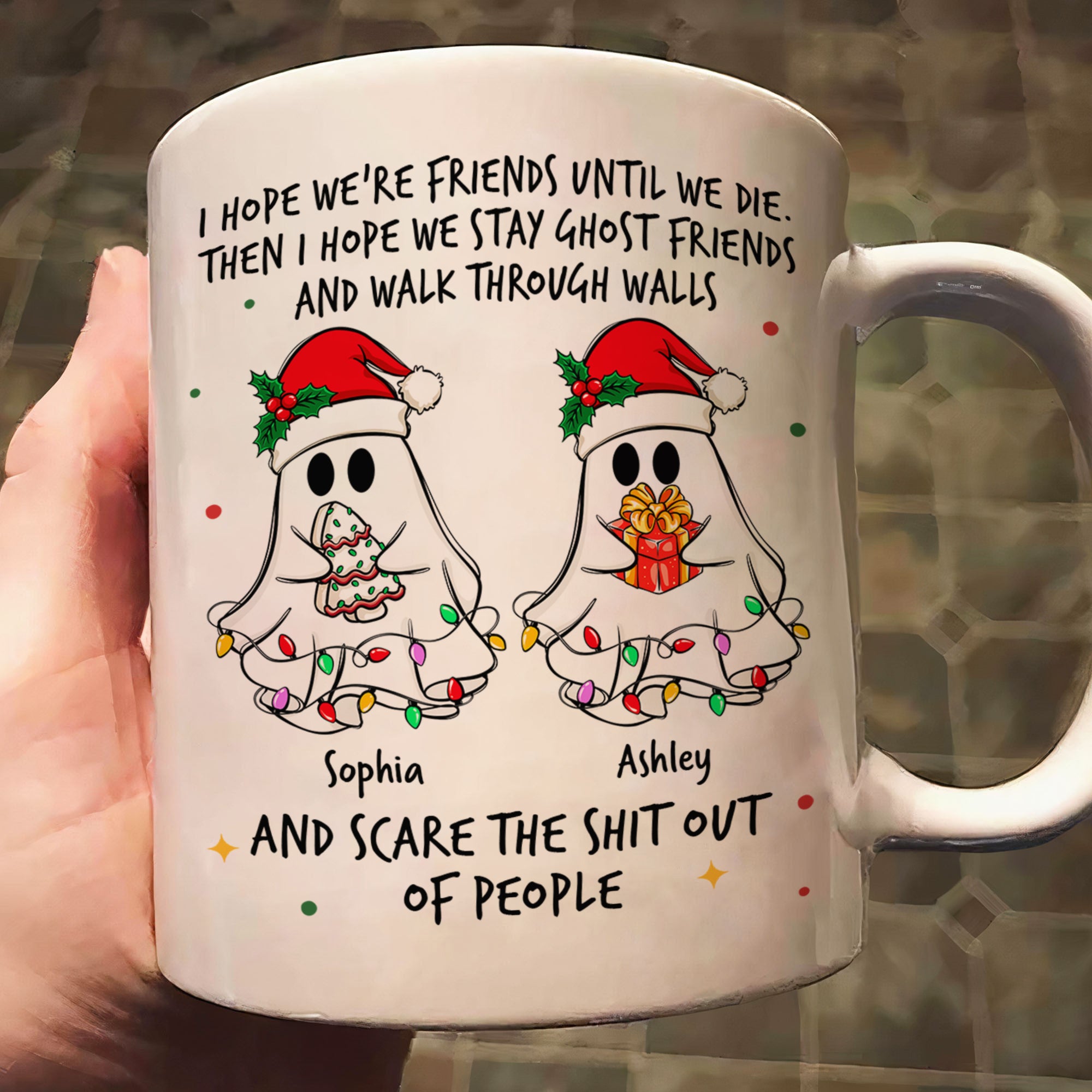 Ghost Friends Christmas Time - Personalized Mug