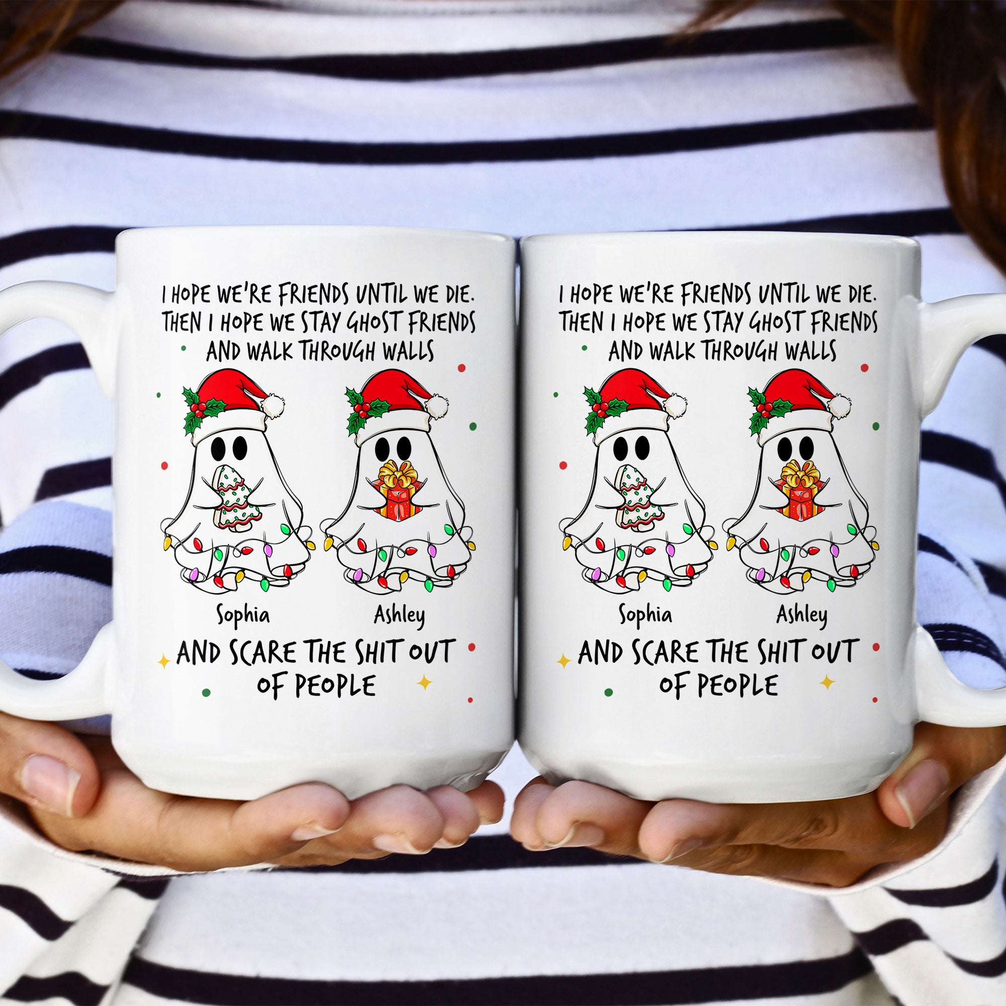 Ghost Friends Christmas Time - Personalized Mug