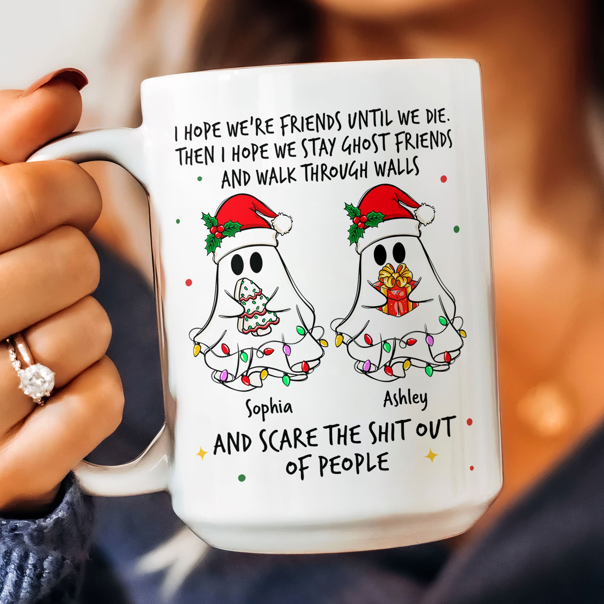 Ghost Friends Christmas Time - Personalized Mug