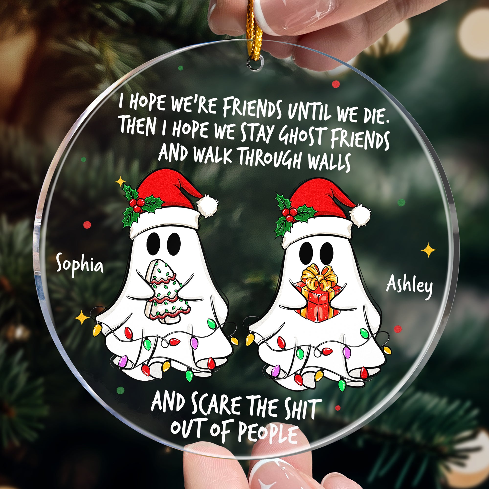 Ghost Friends Funny Christmas - Personalized Acrylic Ornament