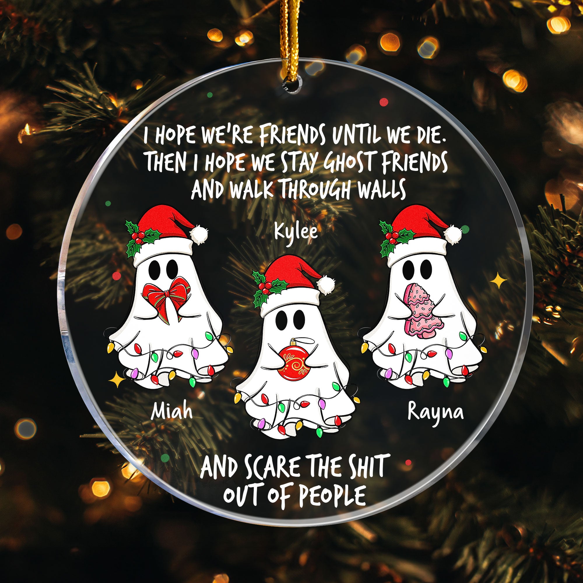 Ghost Friends Funny Christmas - Personalized Acrylic Ornament