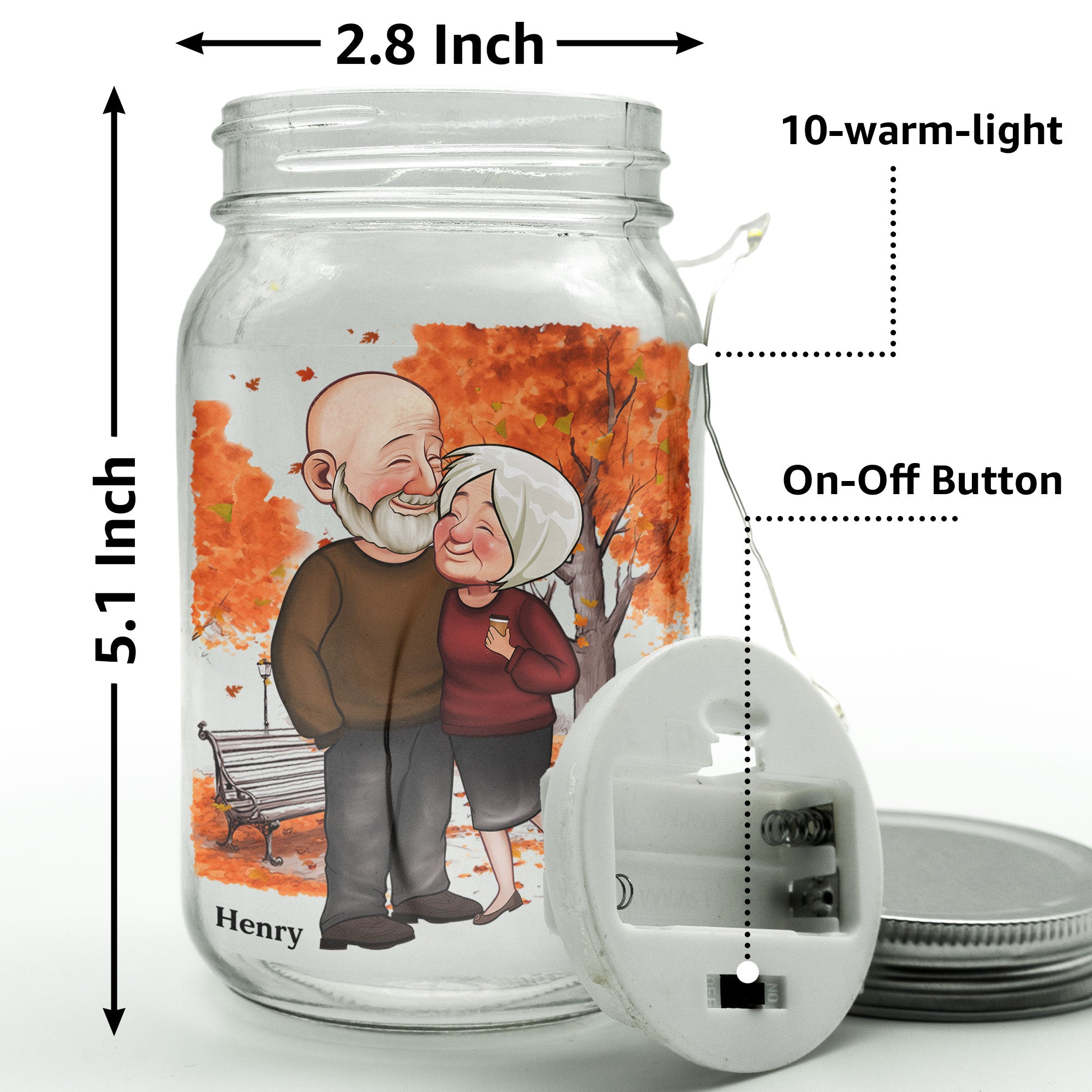 Gift For Wife I Wish I Could Turn Back The Clock - Personalized Mason Jar Light