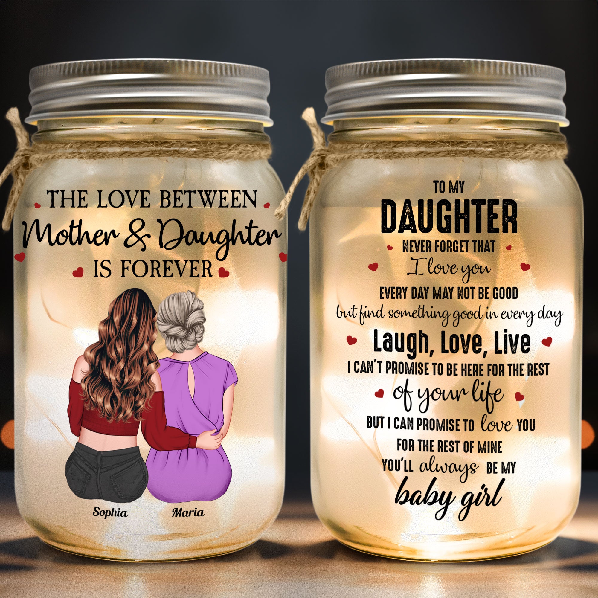 Gift For Daughter Never Forget That I Love You - Personalized Mason Jar Light