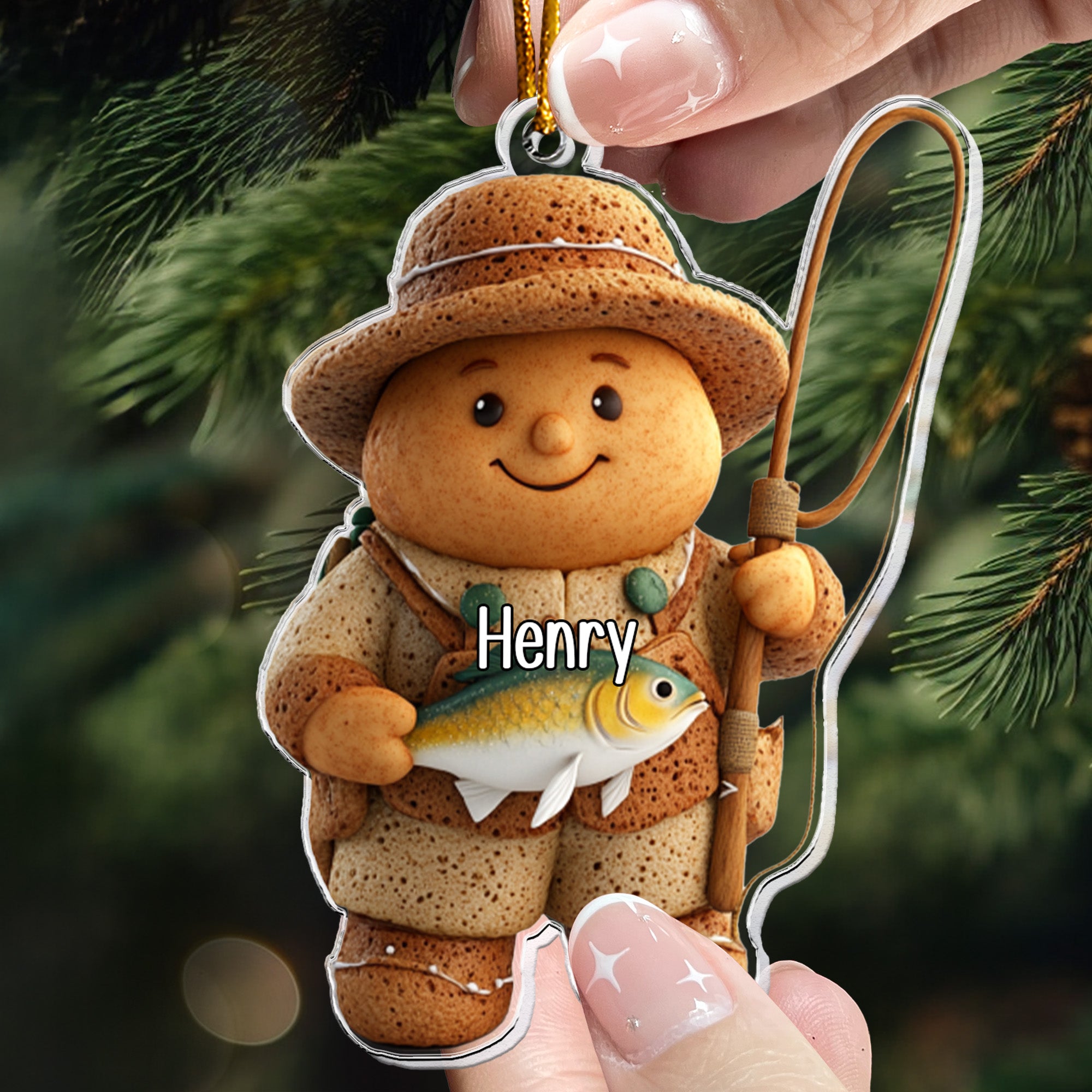 Gift For Fishing Lovers Gingerbread - Personalized Acrylic Ornament