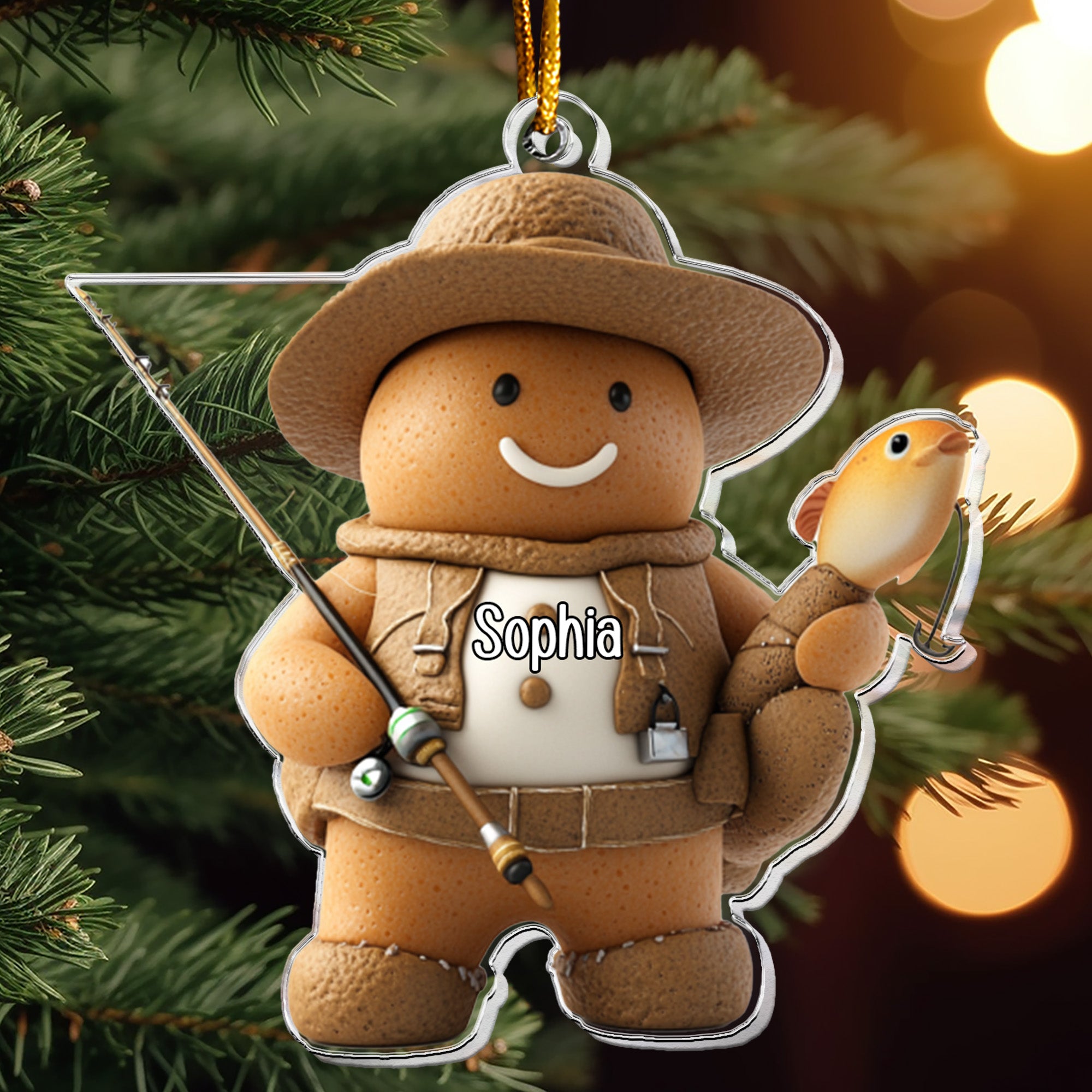 Gift For Fishing Lovers Gingerbread - Personalized Acrylic Ornament