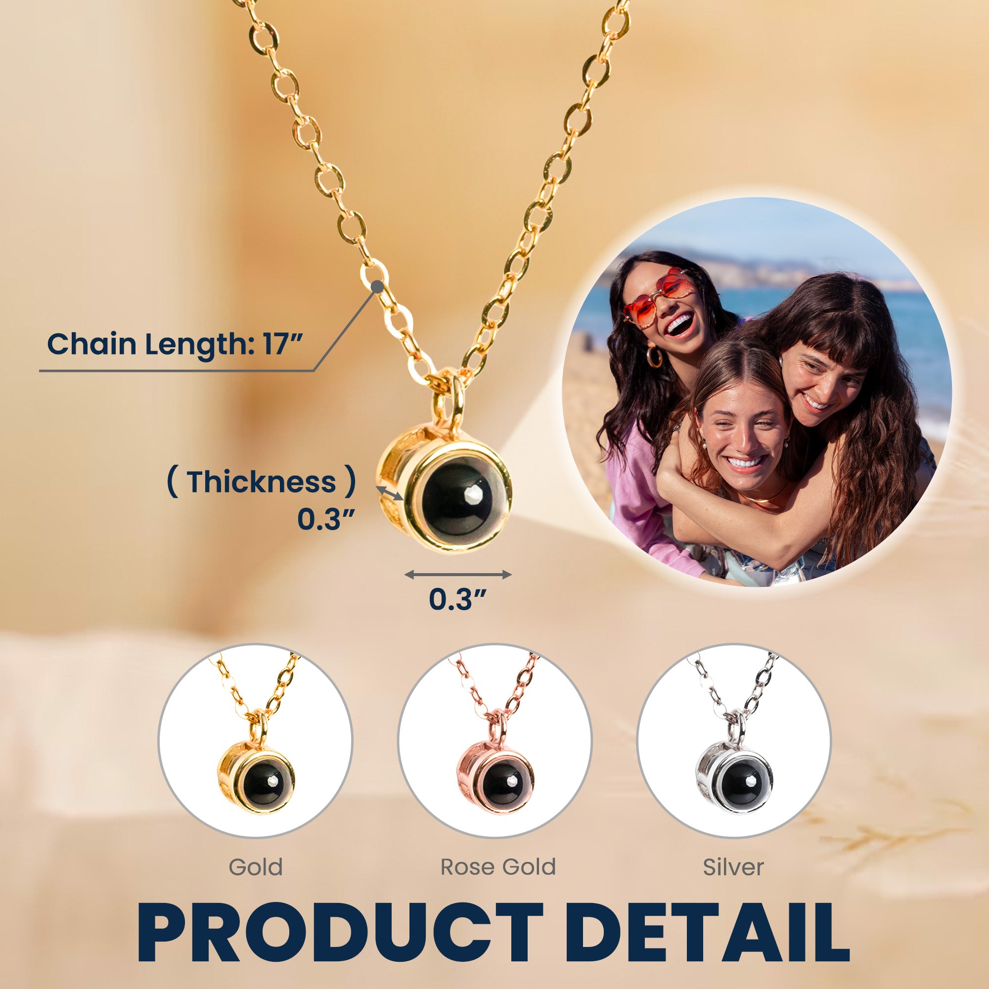 Gift For Friends Besties Sisters - Personalized Photo Projection Necklace