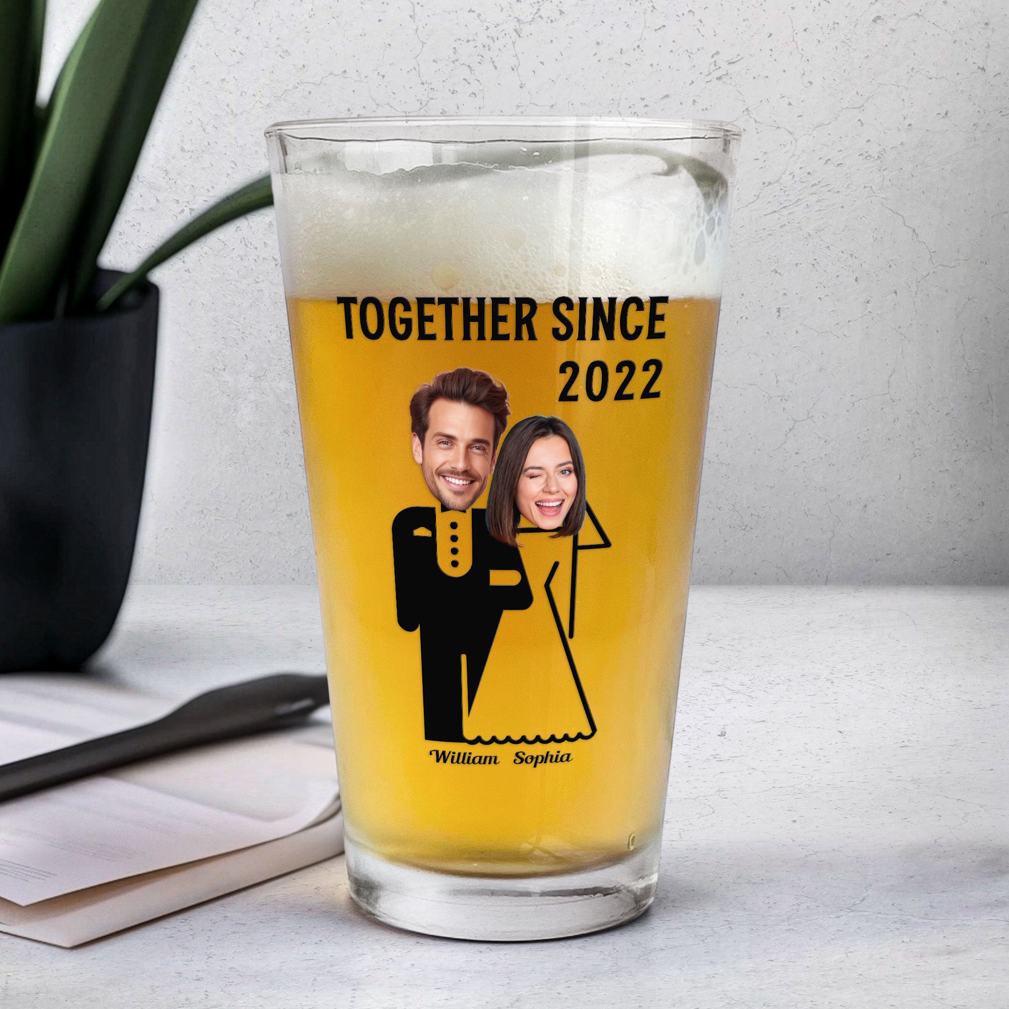 Gift For Husband Congrats On Being My Husband - Personalized Photo Beer Glass