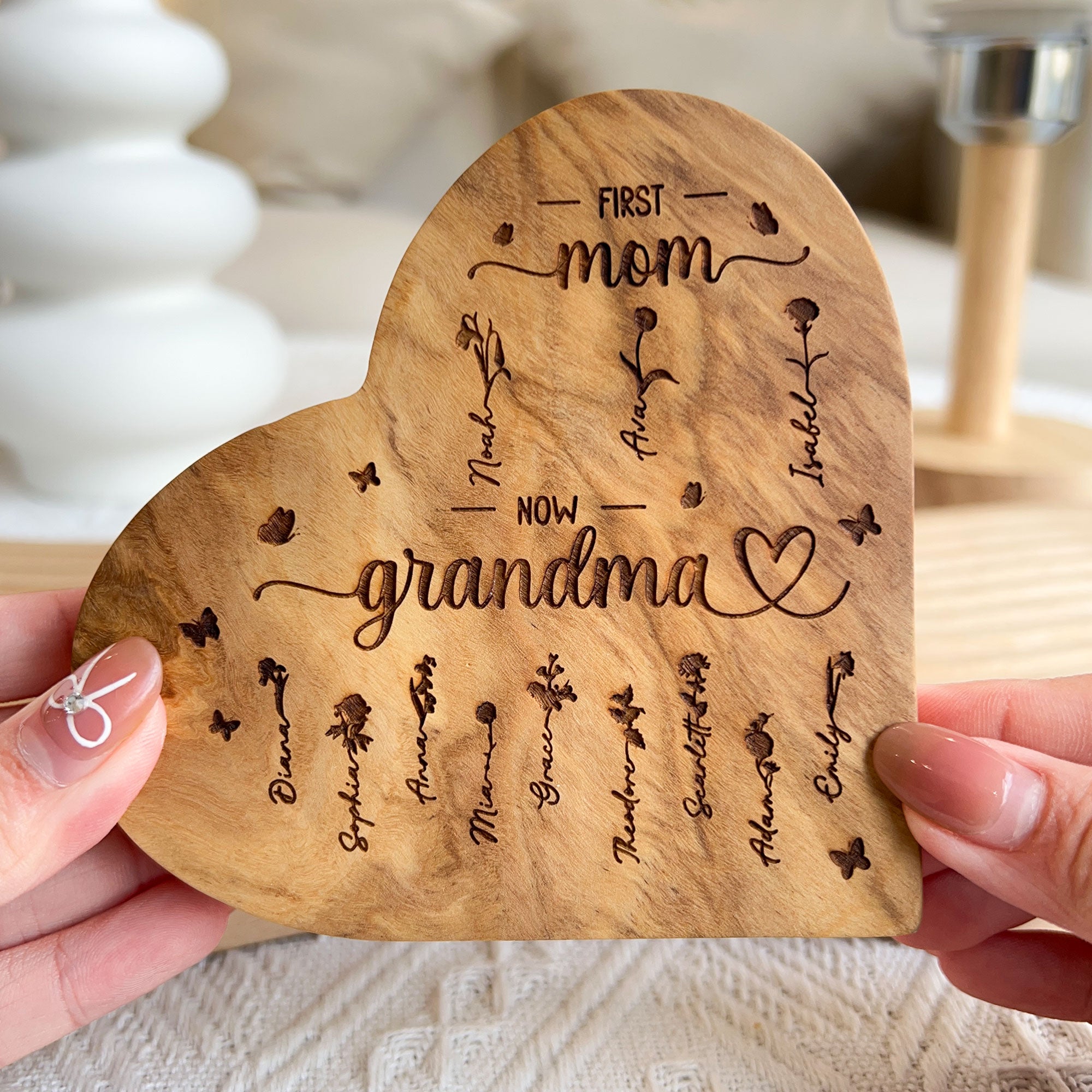 Gift For Mom And Grandma First Mom Now Grandma - Personalized Engraved Wood Plaque