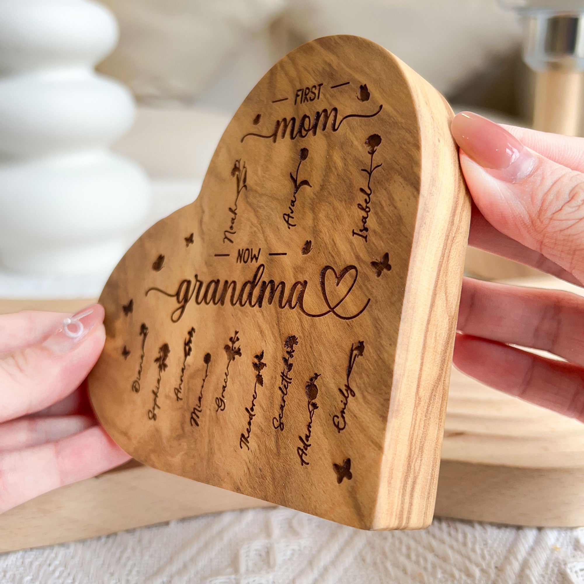 Gift For Mom And Grandma First Mom Now Grandma - Personalized Engraved Wood Plaque