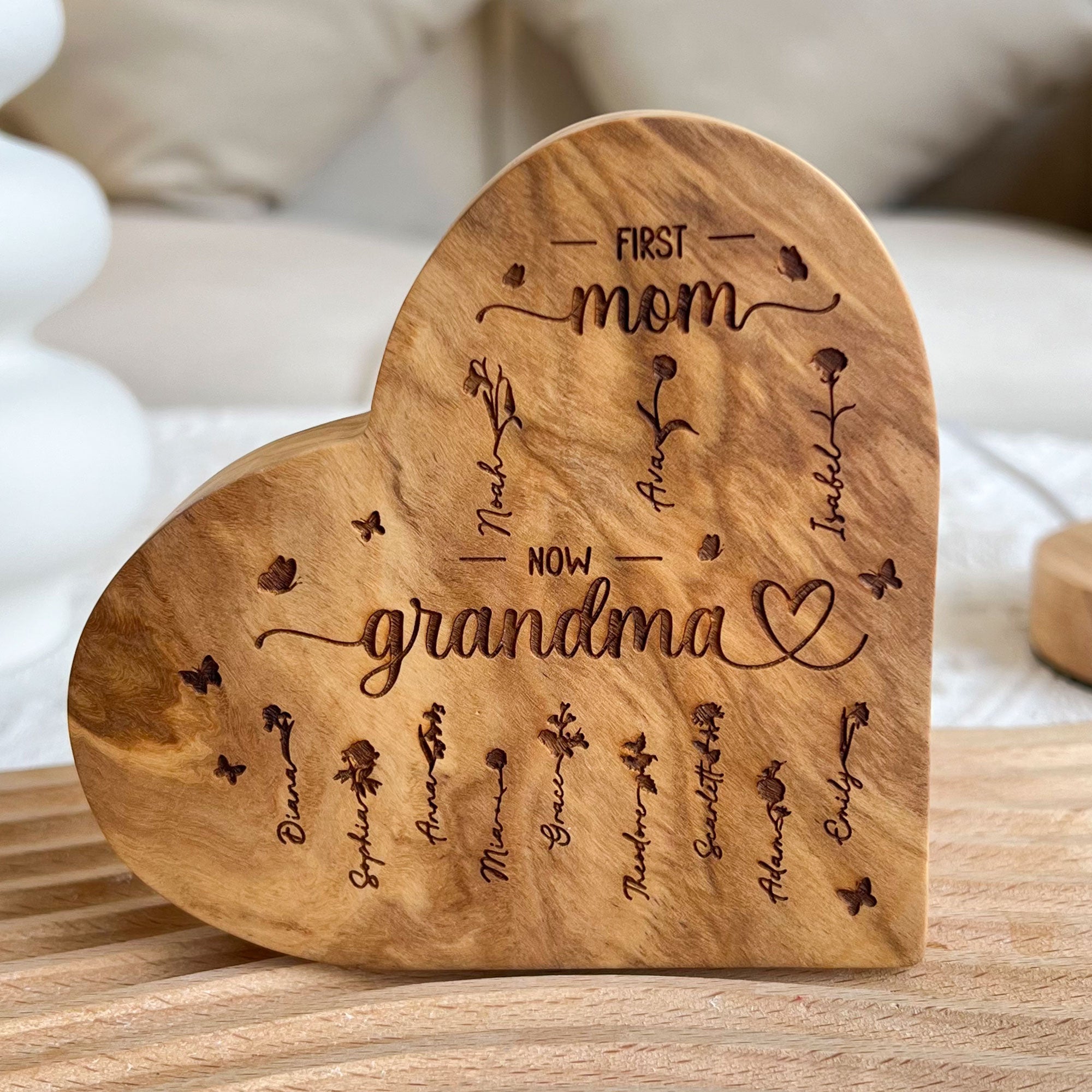 Gift For Mom And Grandma First Mom Now Grandma - Personalized Engraved Wood Plaque