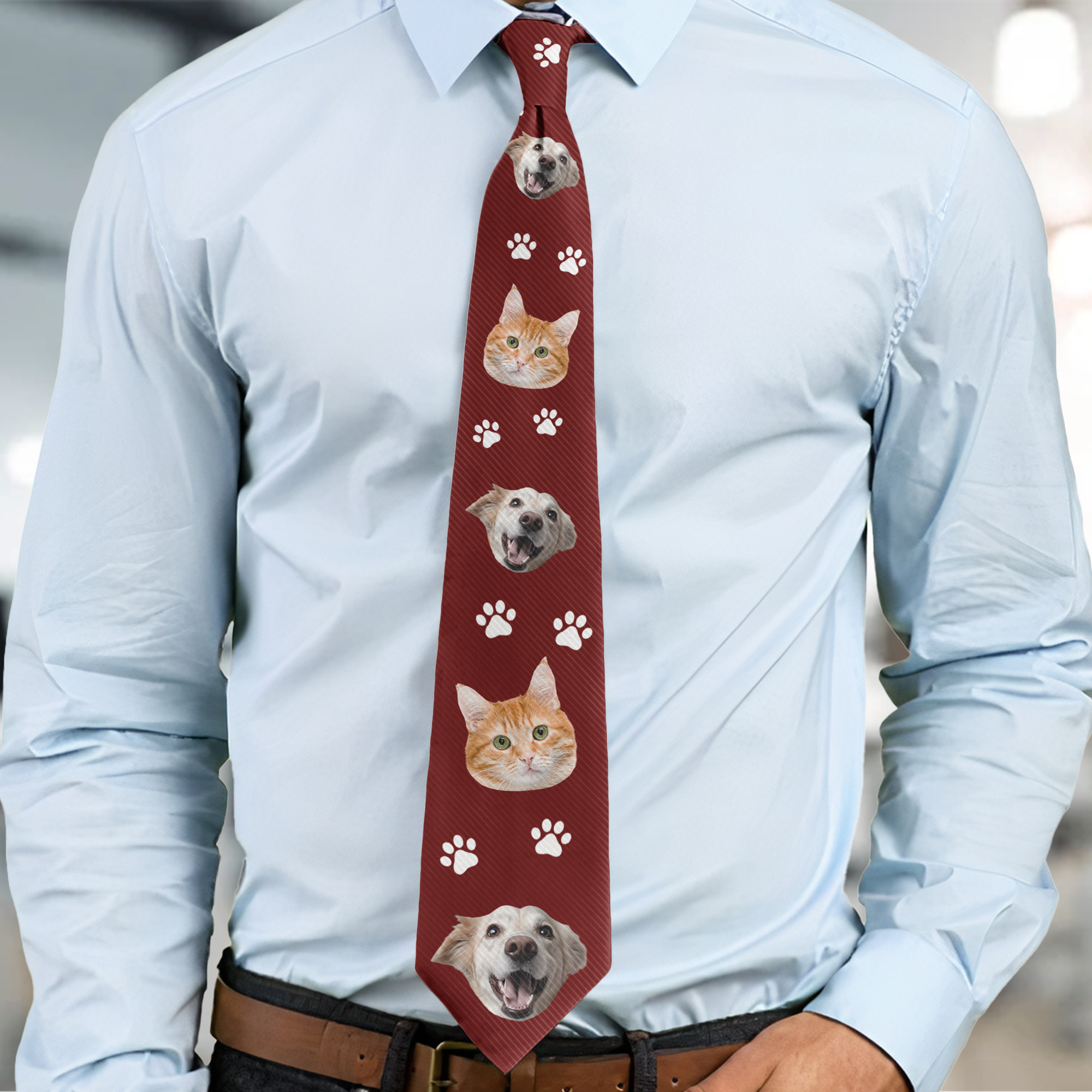 Gift For Pet Lover Dog Cat Face Custom Photo - Custom Photo Tie