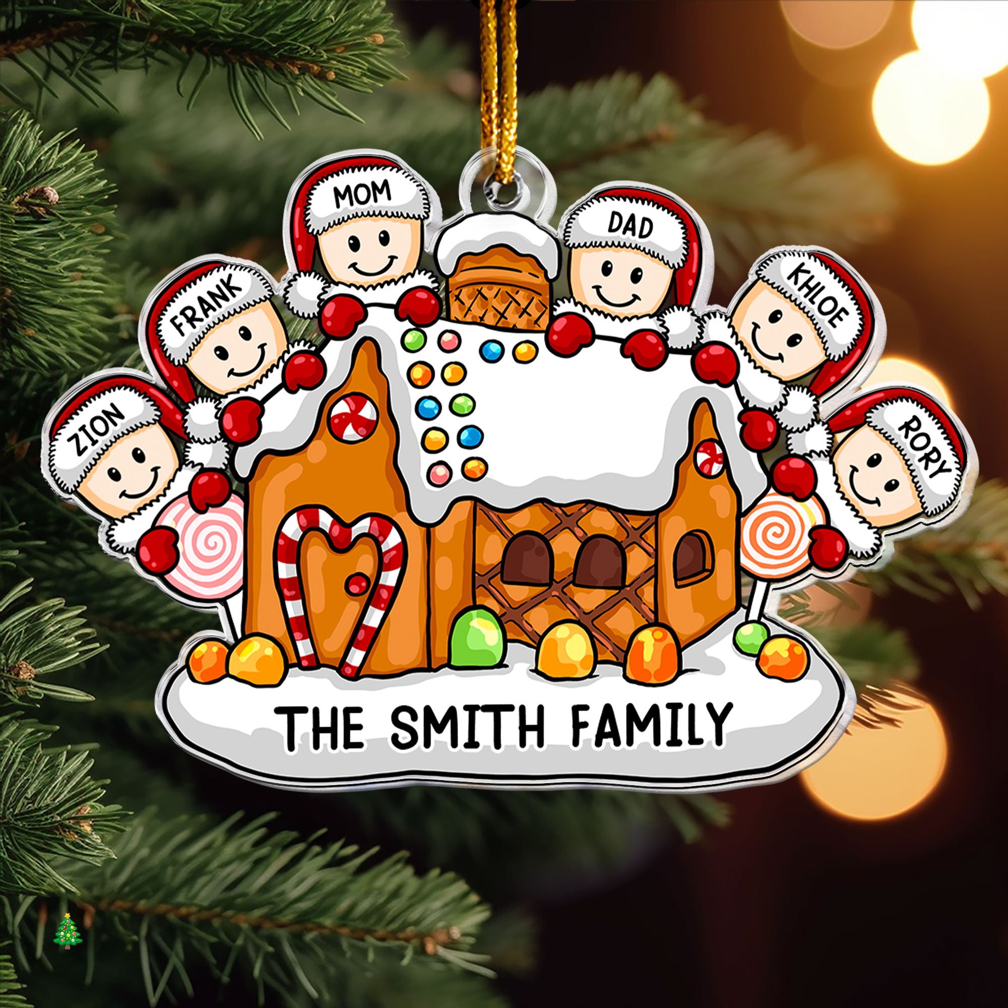 Gingerbread House Family - Personalized Acrylic Ornament