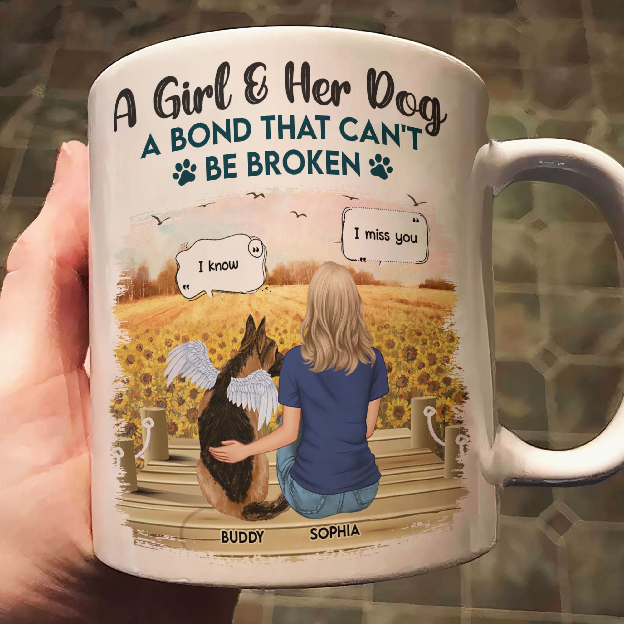 Girl And Dog A Bond That Can'T Be Broken - Personalized Mug