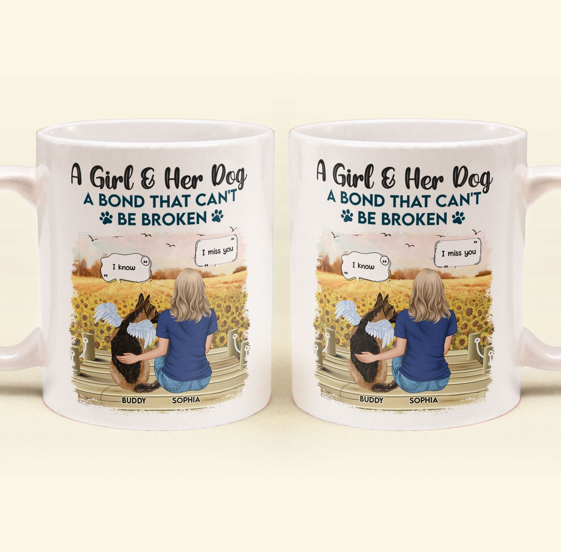 Girl And Dog A Bond That Can'T Be Broken - Personalized Mug