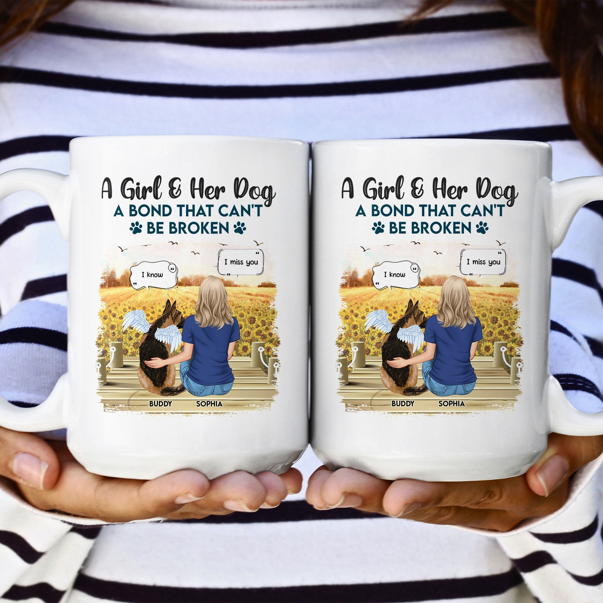 Girl And Dog A Bond That Can'T Be Broken - Personalized Mug