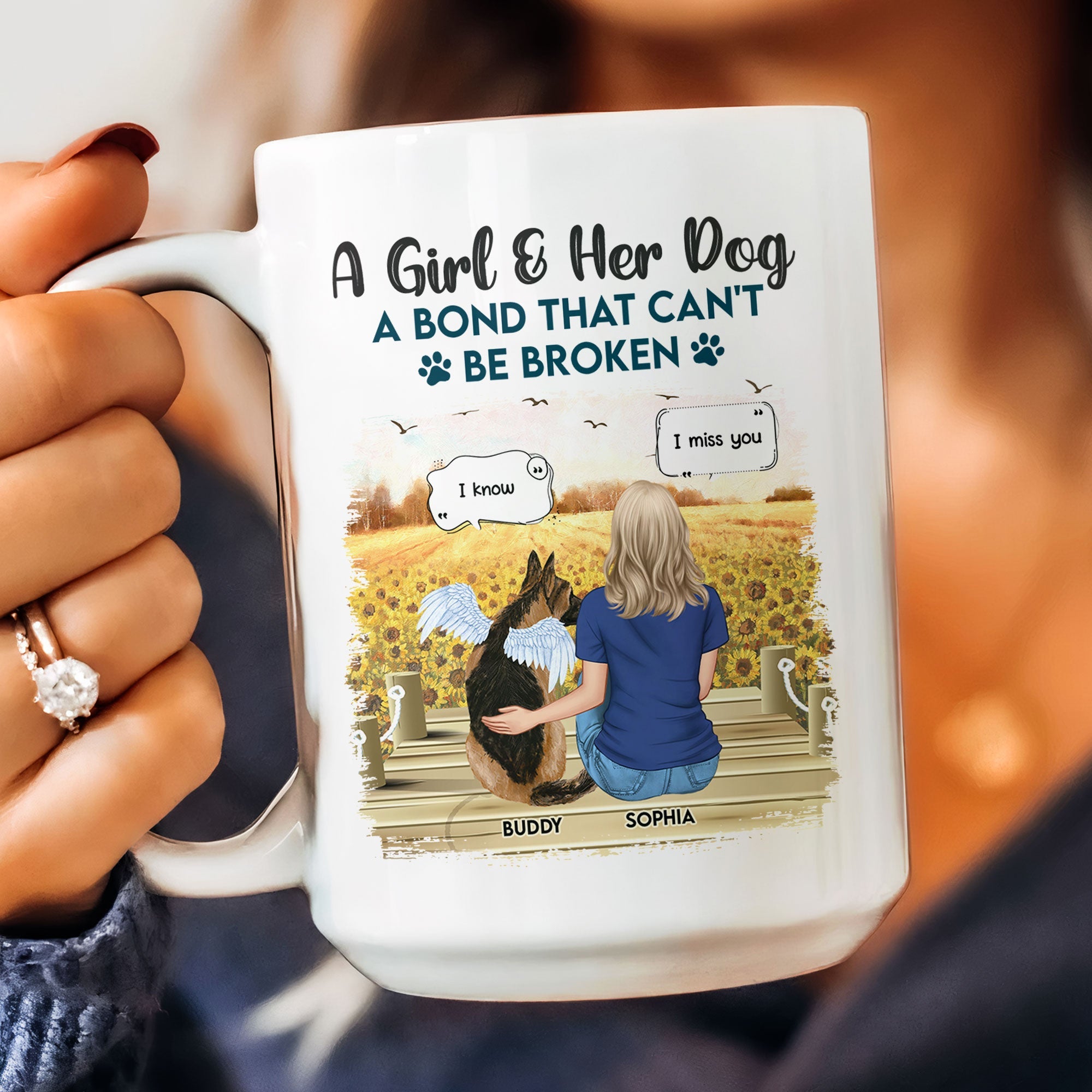 Girl And Dog A Bond That Can'T Be Broken - Personalized Mug