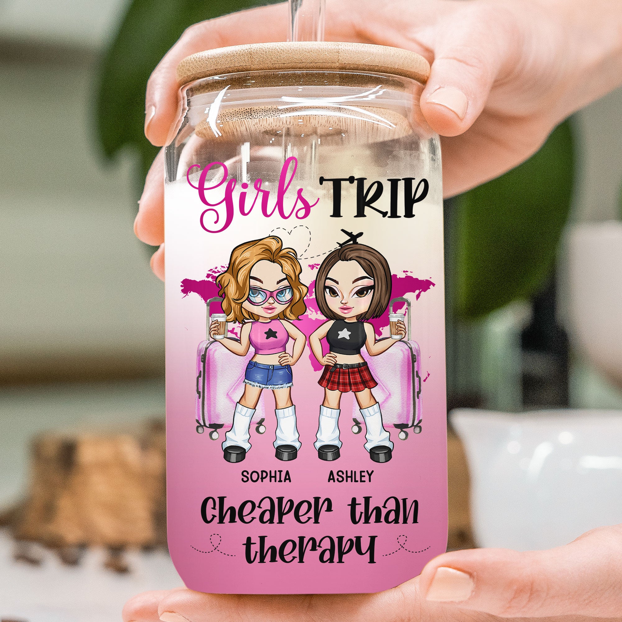 Girl's Trip - Personalized Clear Glass Cup