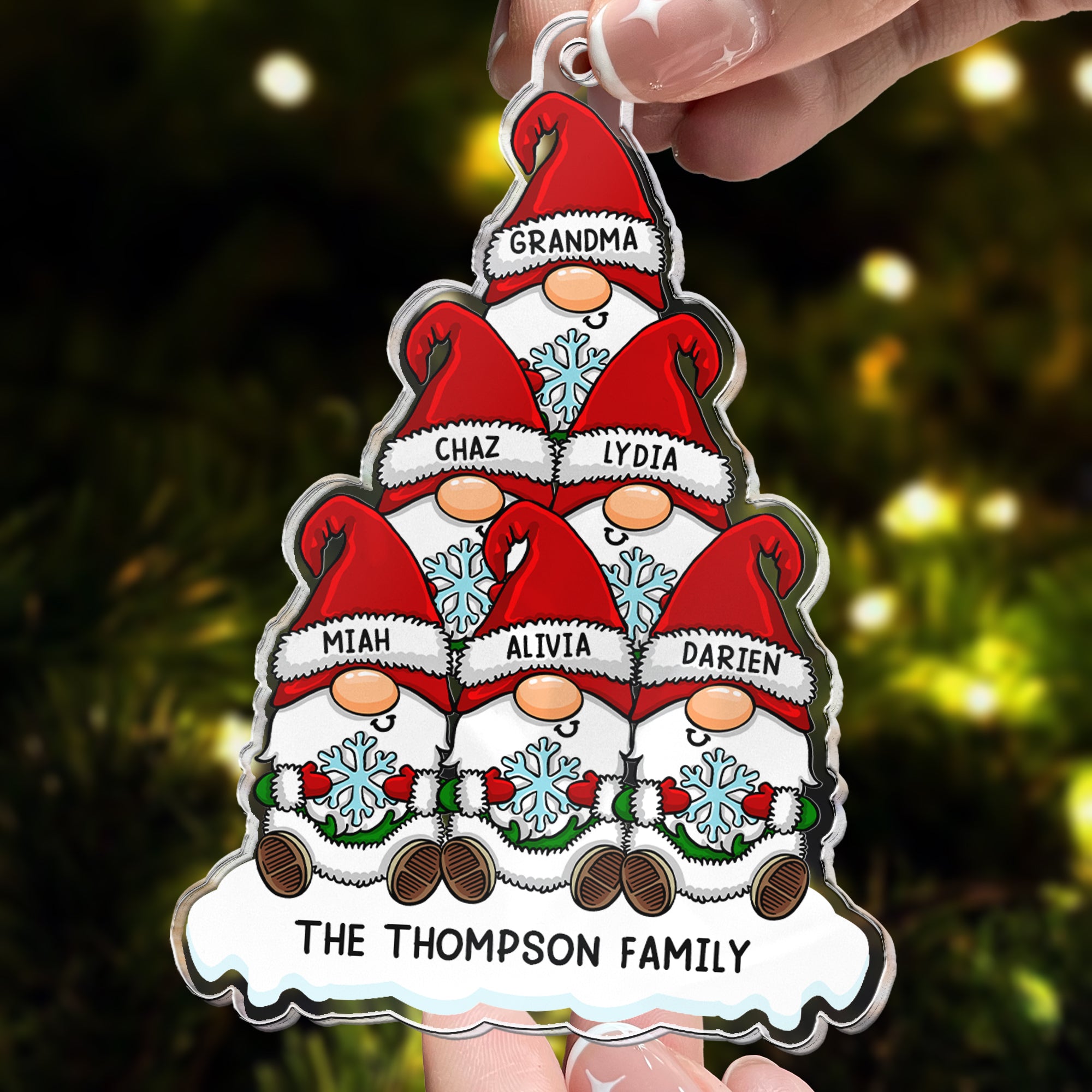 Gnome Family - Personalized Acrylic Ornament