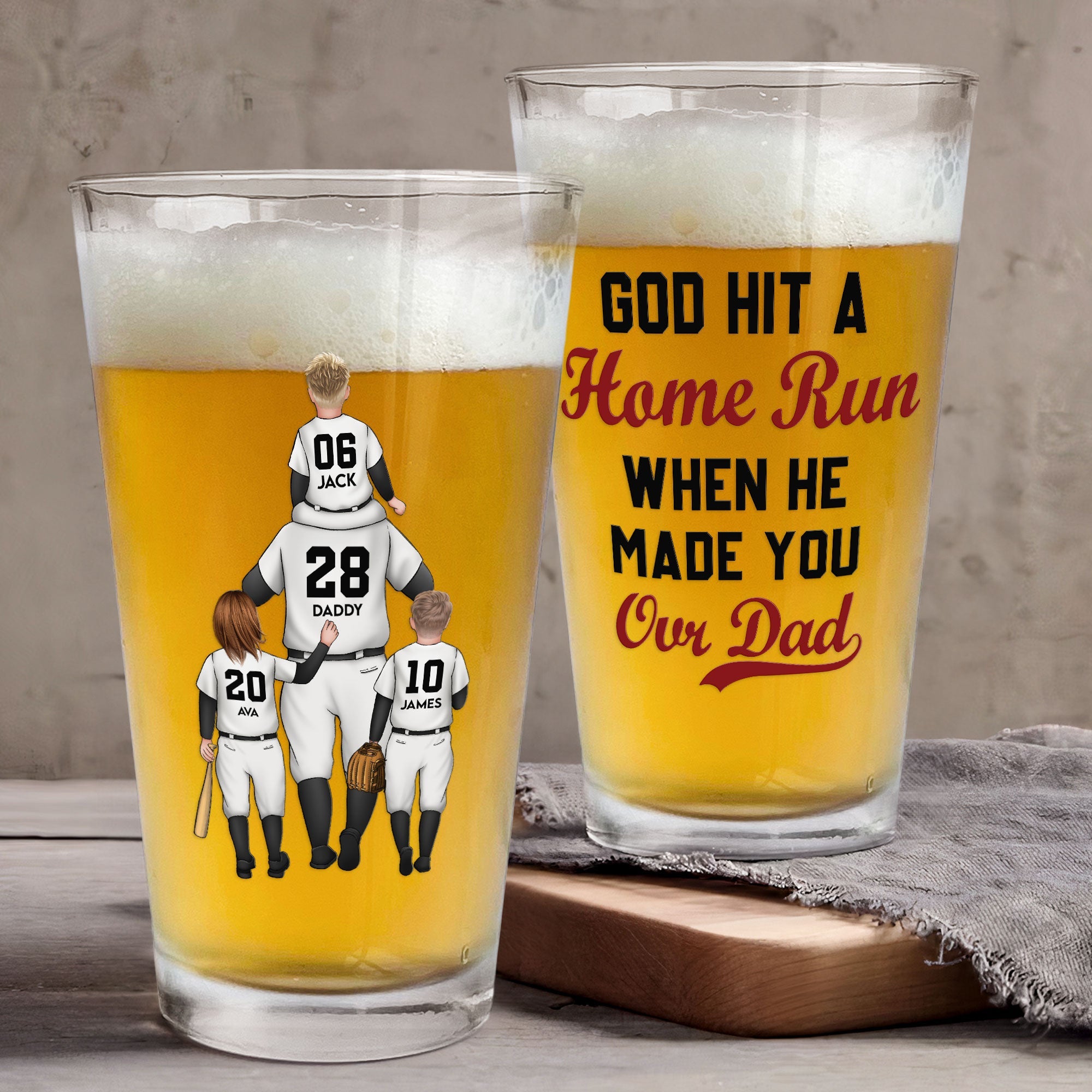 God Hit A Home Run - Personalized Beer Glass