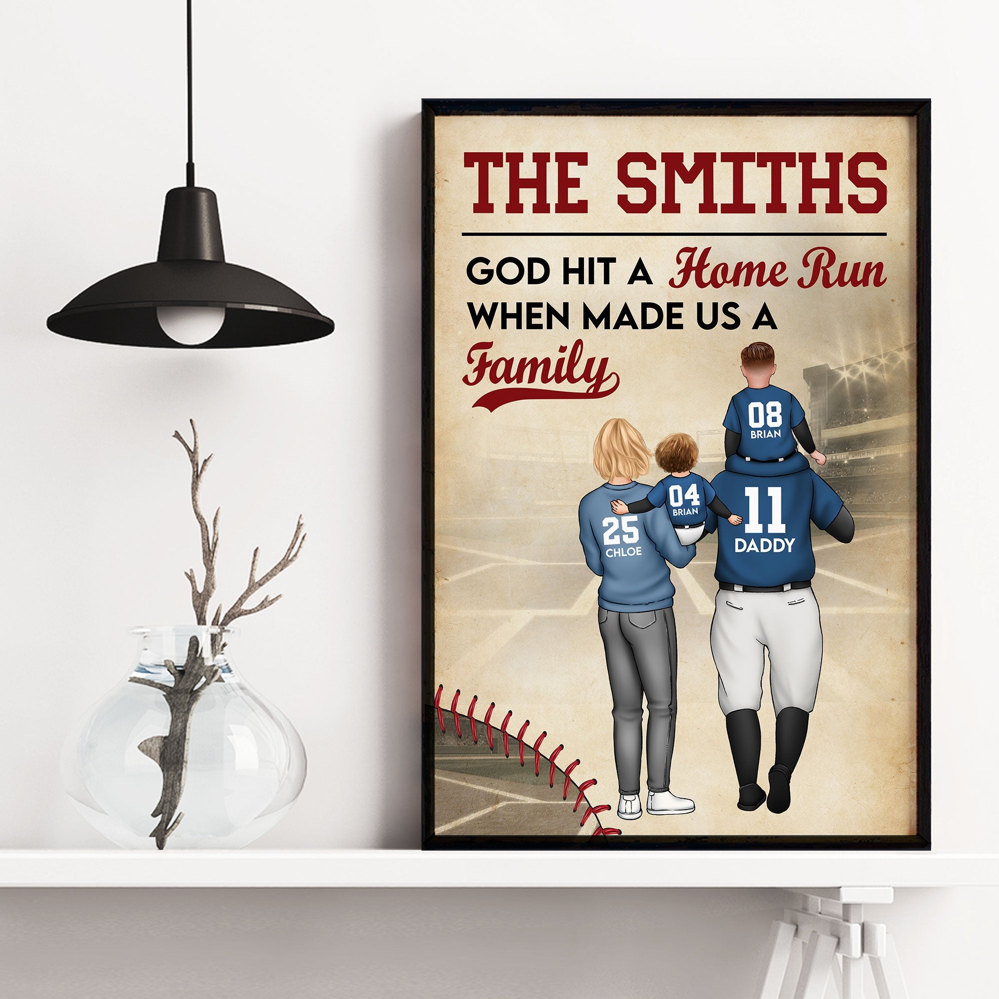 God Hit A Home Run When Made Us A Family - Personalized Poster