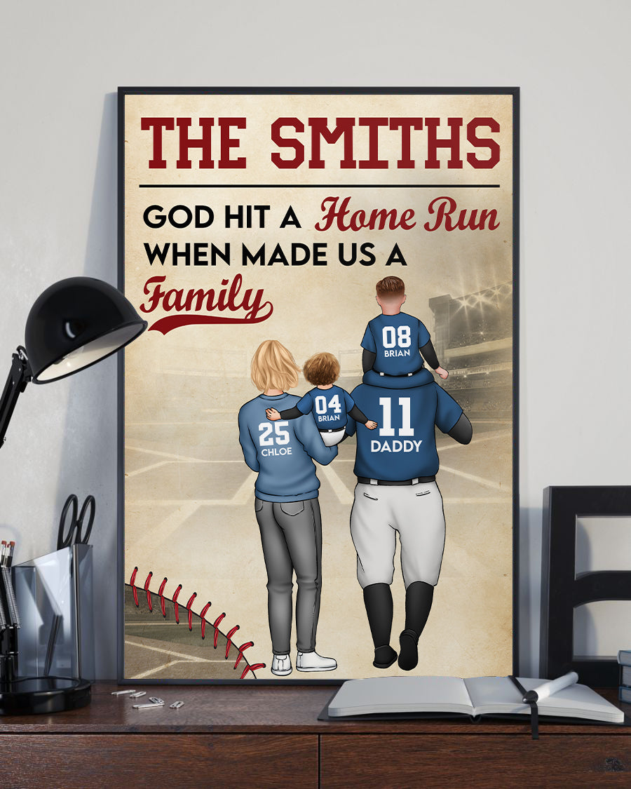 God Hit A Home Run When Made Us A Family - Personalized Poster