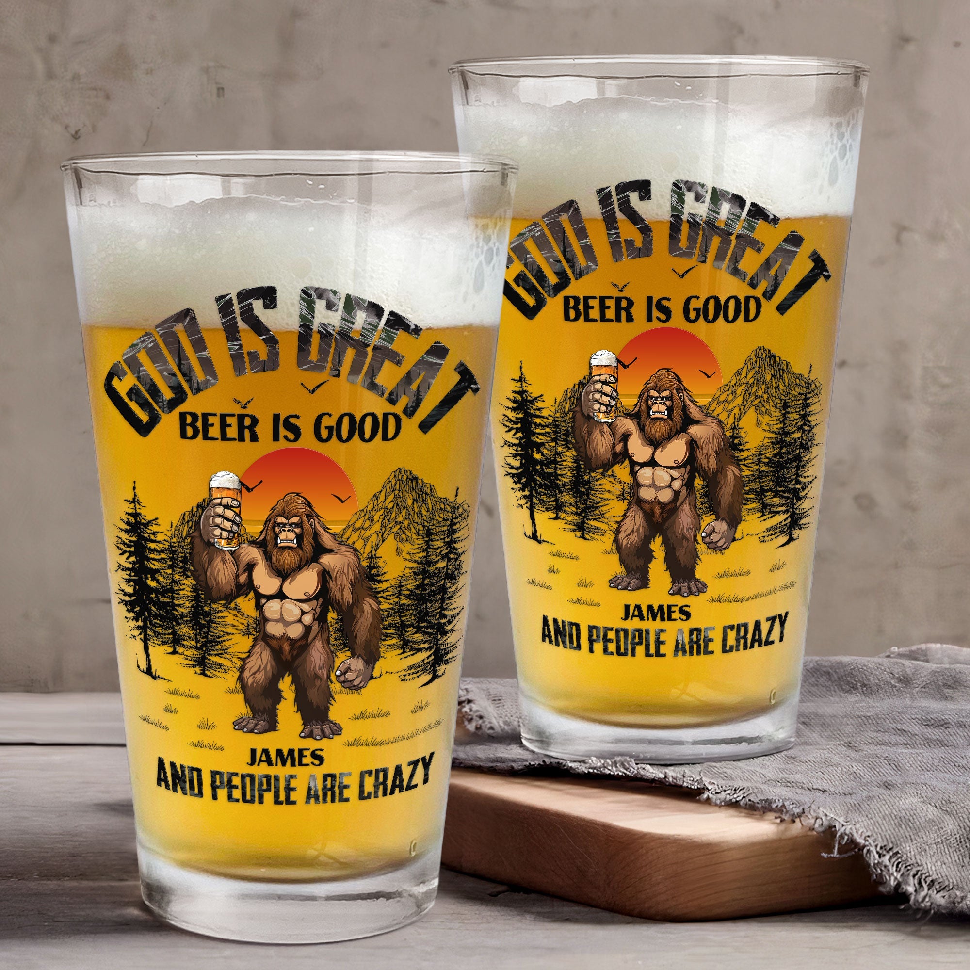 God Is Great Beer Is Good And People Are Crazy - Personalized Beer Glass