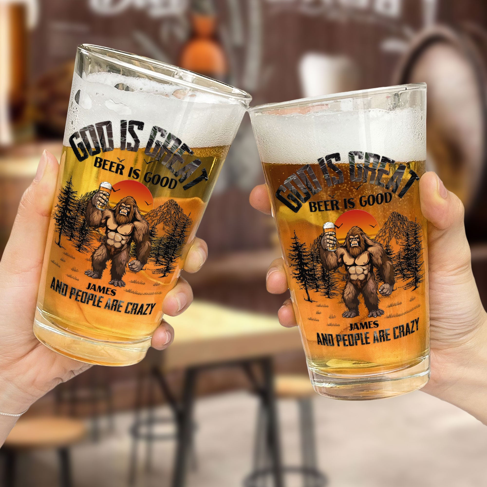 God Is Great Beer Is Good And People Are Crazy - Personalized Beer Glass