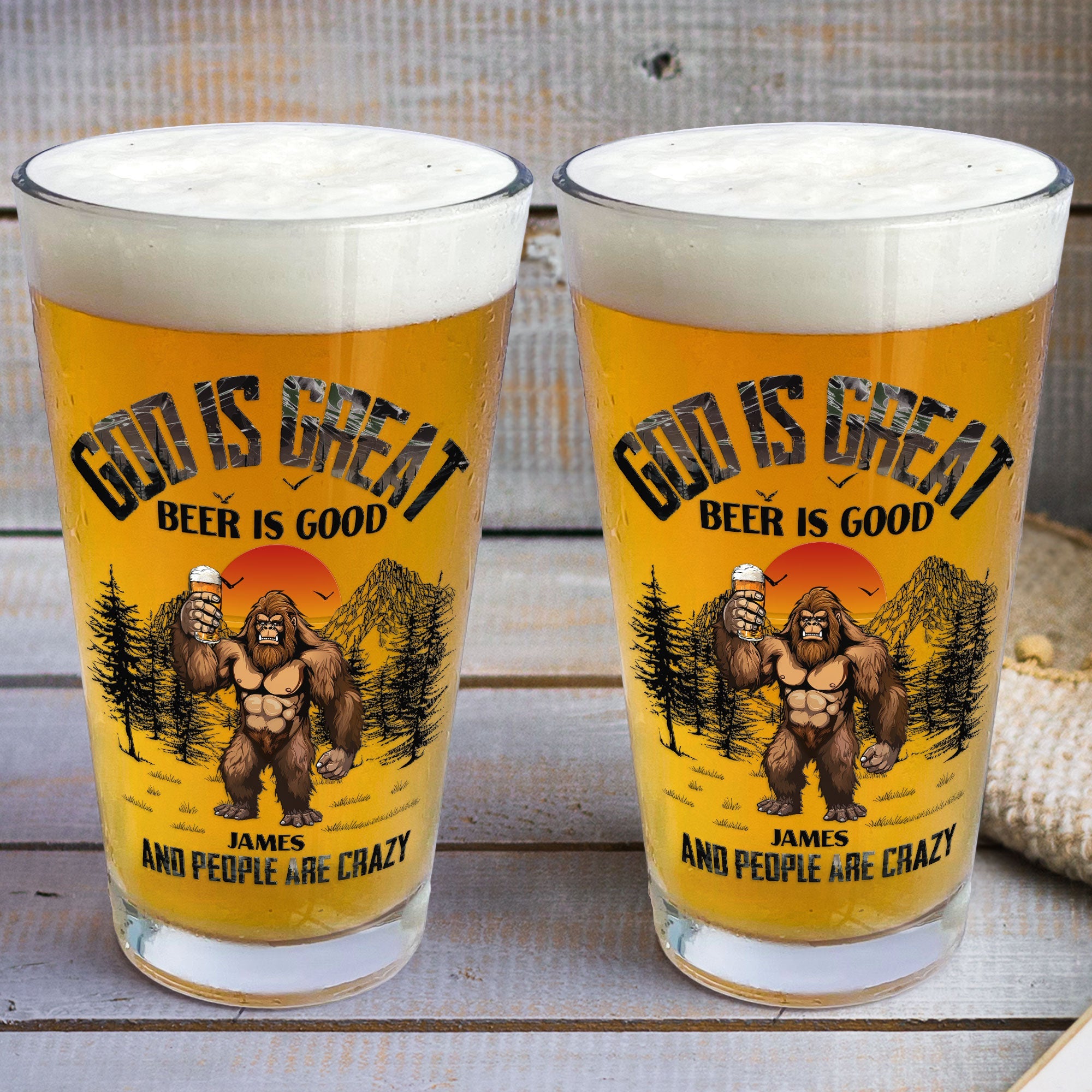 God Is Great Beer Is Good And People Are Crazy - Personalized Beer Glass