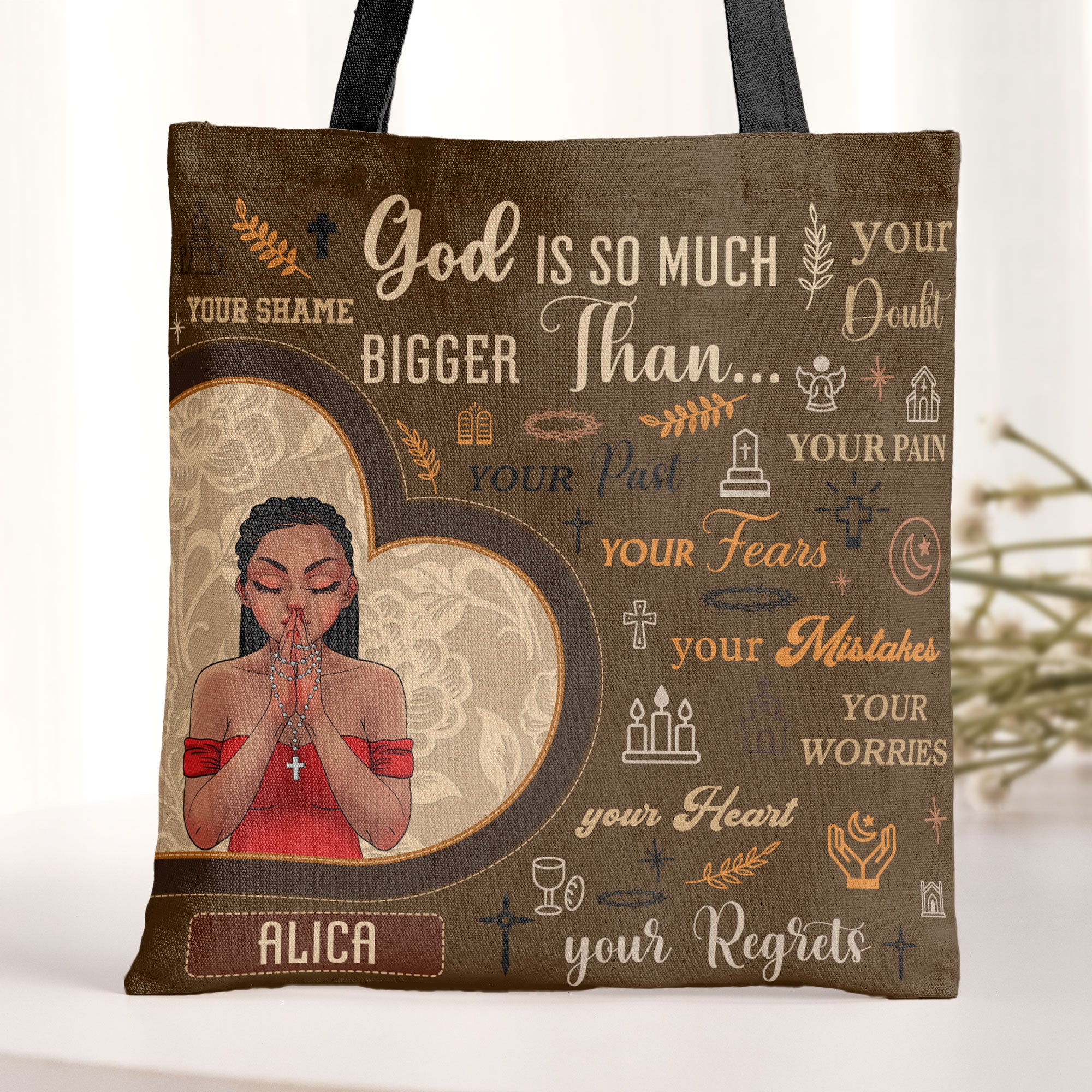 God Is So Much Bigger Than Your Fears Affirmation Gift - Personalized Tote Bag