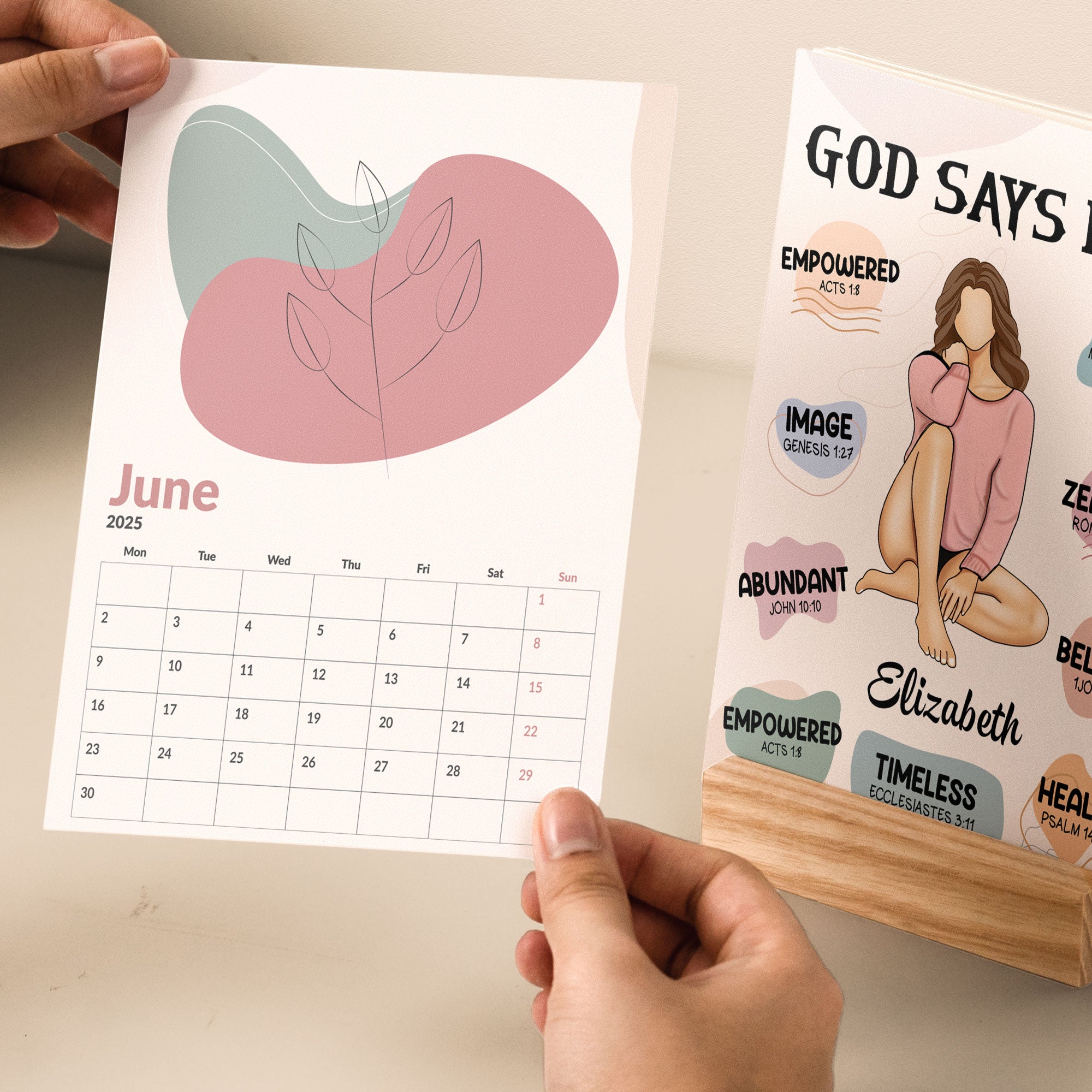 God Says I Am Affirmation - Personalized Easel Calendar