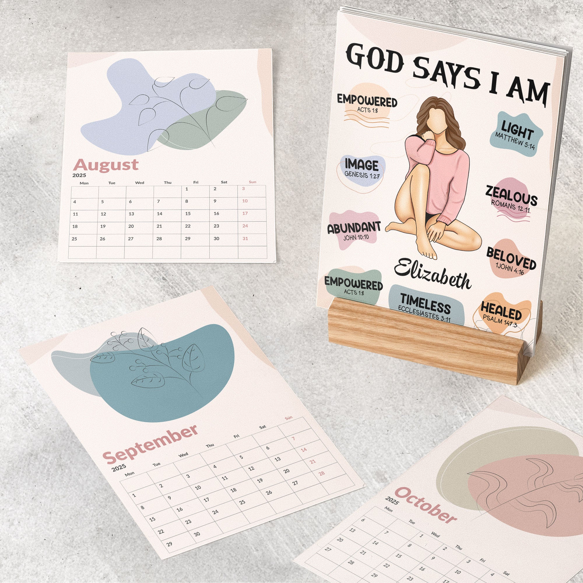 God Says I Am Affirmation - Personalized Easel Calendar