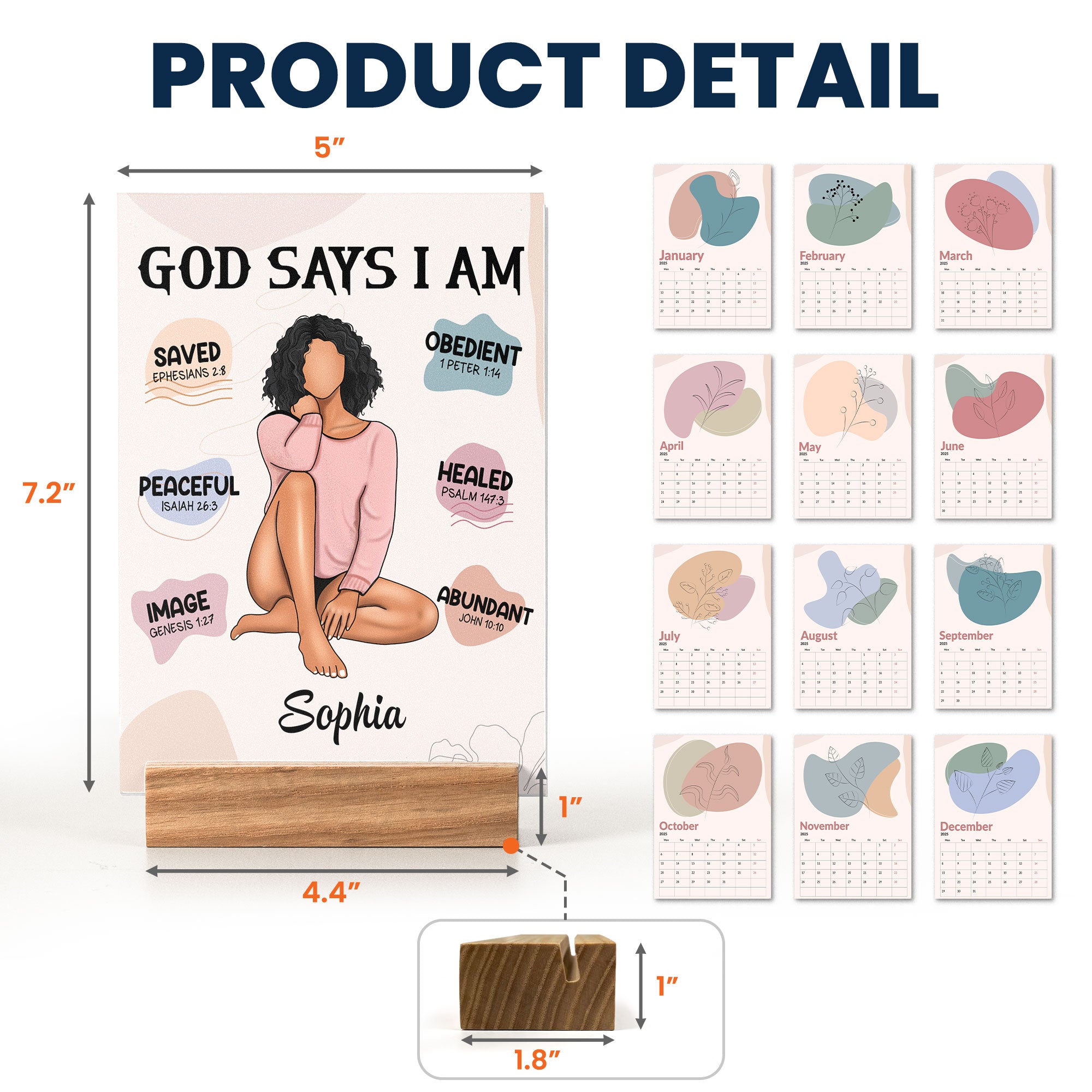 God Says I Am Affirmation - Personalized Easel Calendar