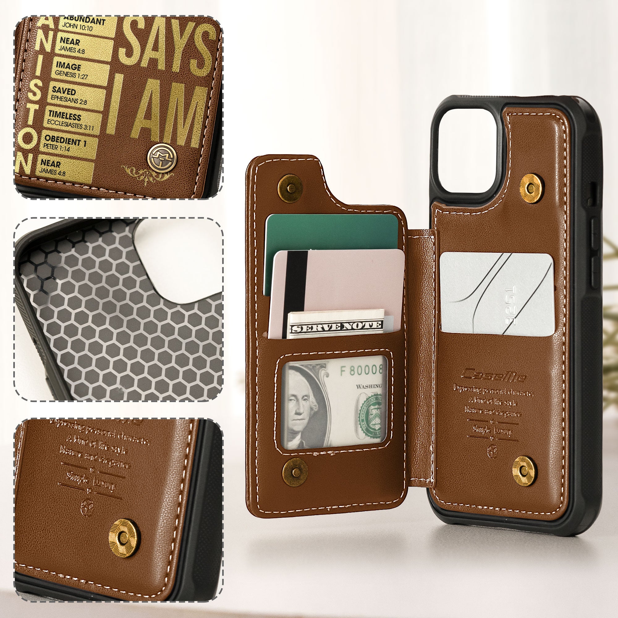 God Says I Am - Custom Name With Bible Verses - Personalized Leather Flip Wallet Phone Case