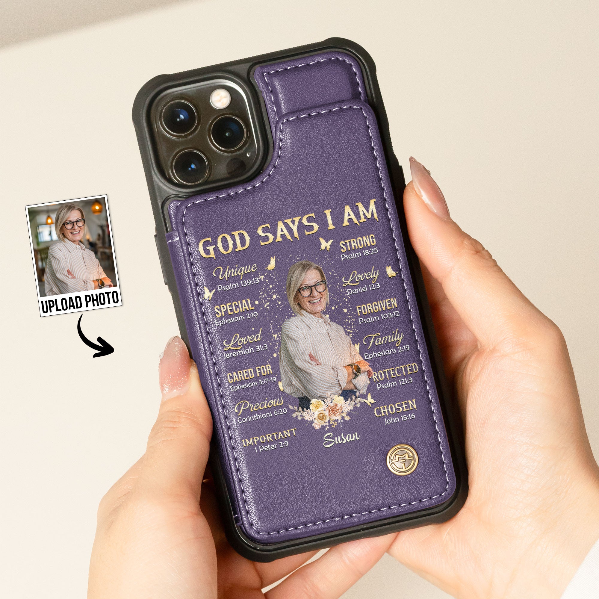 God Says I Am - Personalized Leather Flip Wallet Phone Case