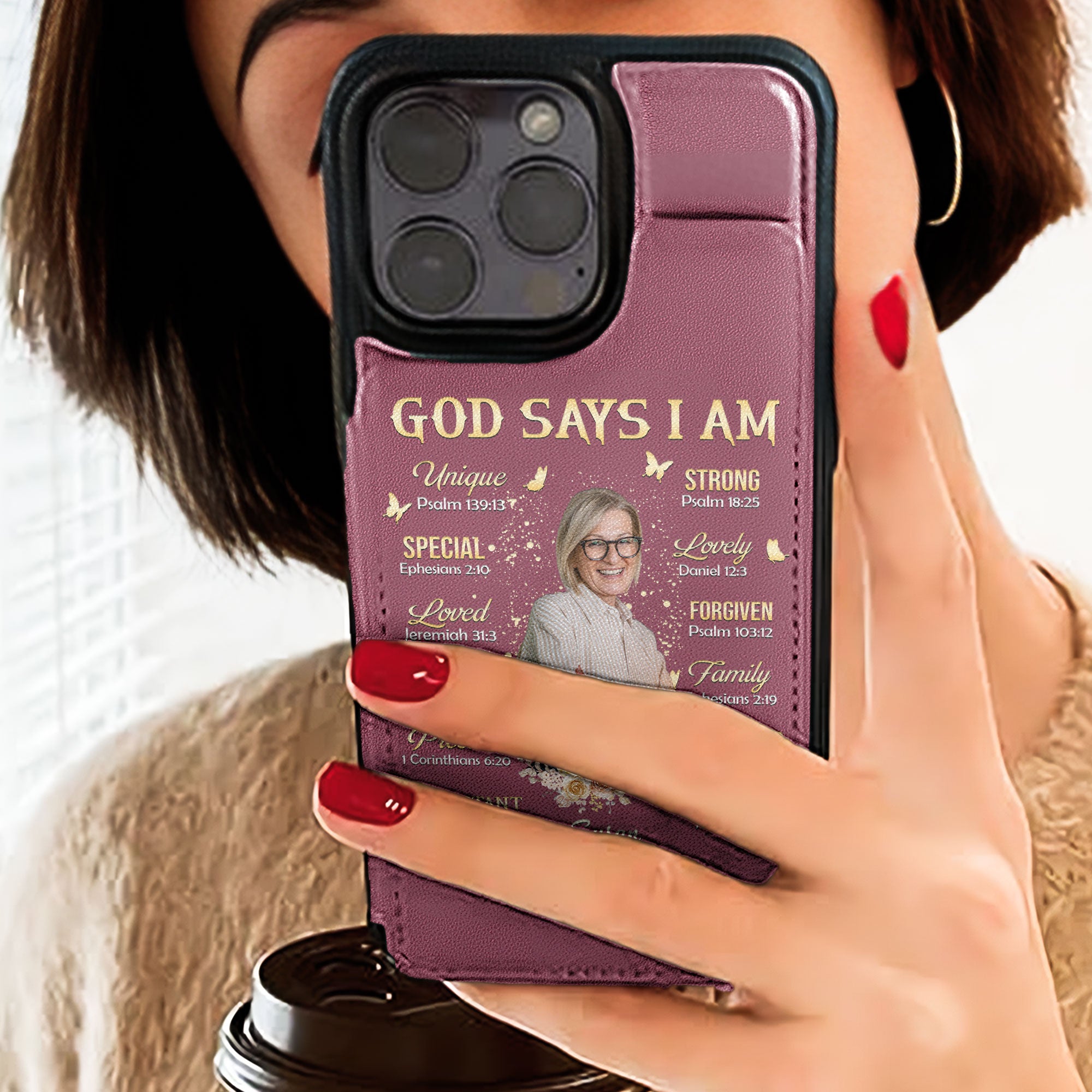 God Says I Am - Personalized Leather Flip Wallet Phone Case