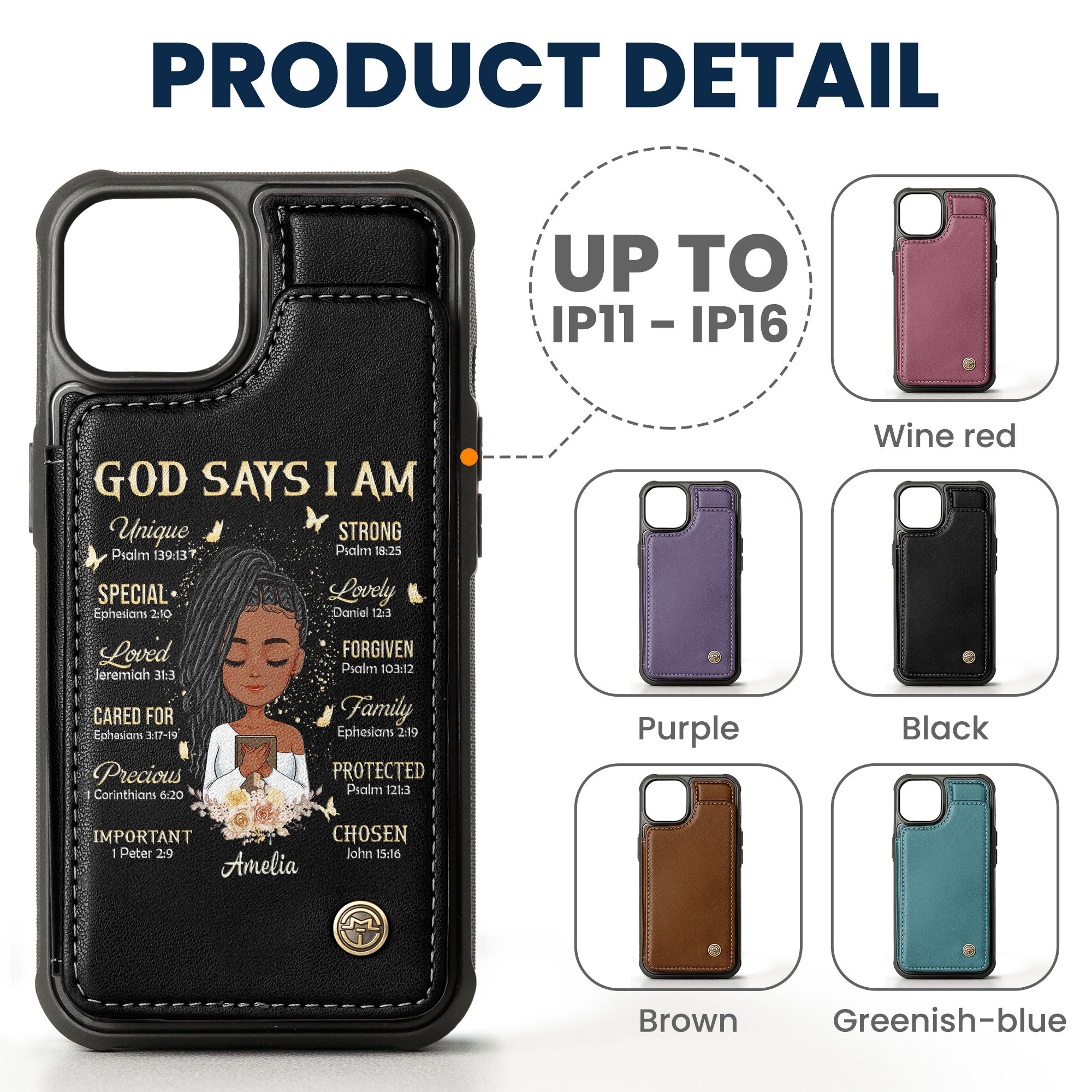 God Says I Am - Personalized Leather Flip Wallet Phone Case