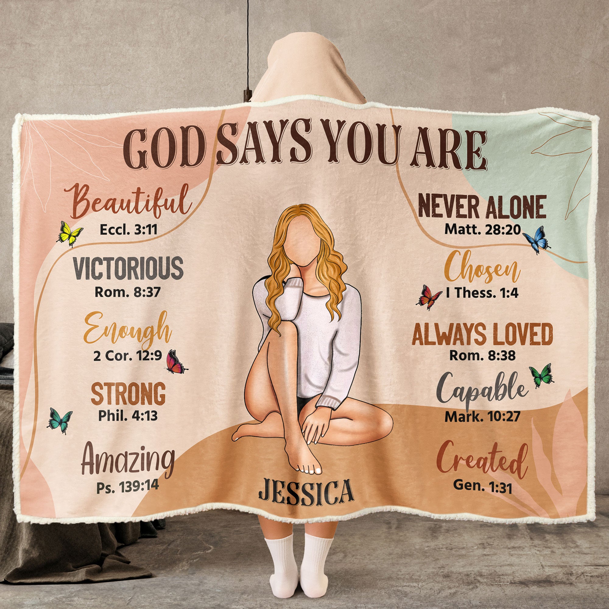 God Says I Am - Personalized Wearable Blanket Hoodie