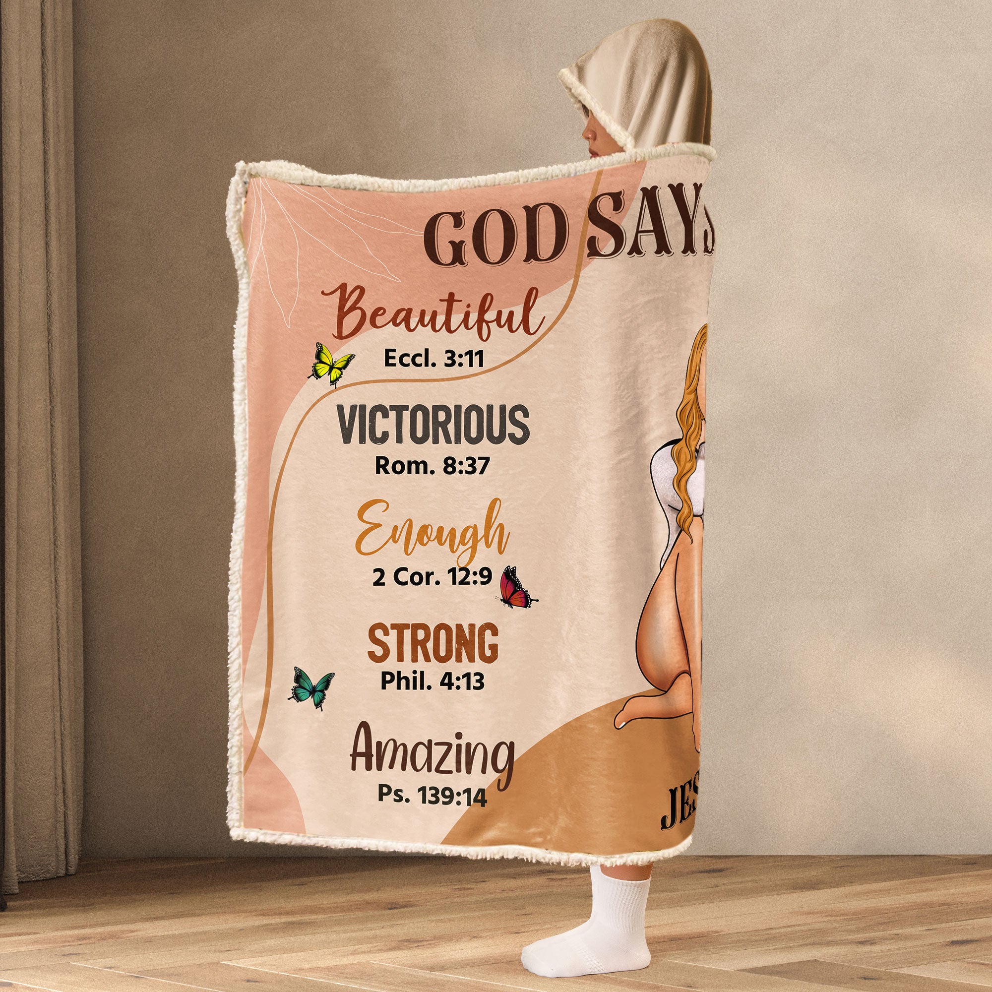 God Says I Am - Personalized Wearable Blanket Hoodie