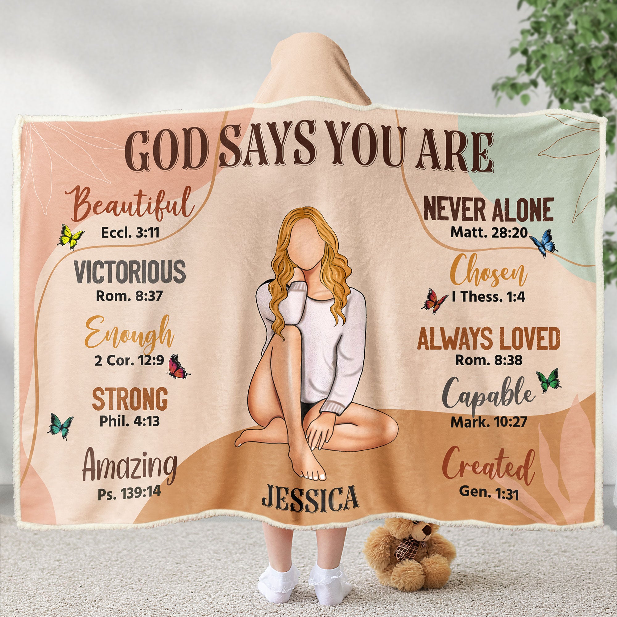 God Says I Am - Personalized Wearable Blanket Hoodie