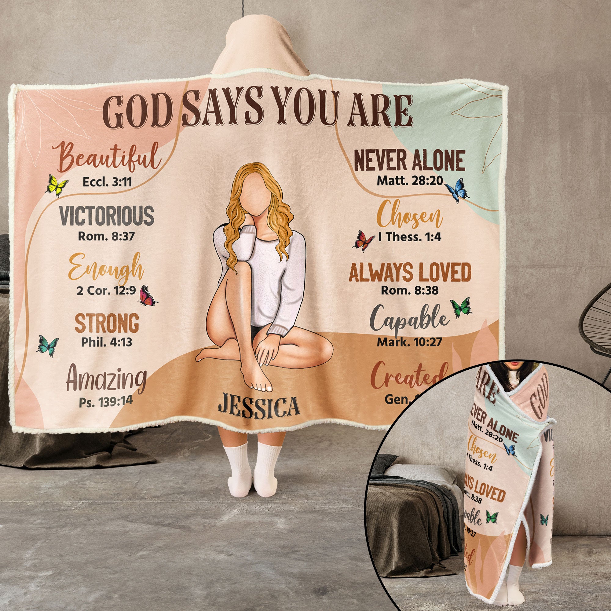 God Says I Am - Personalized Wearable Blanket Hoodie