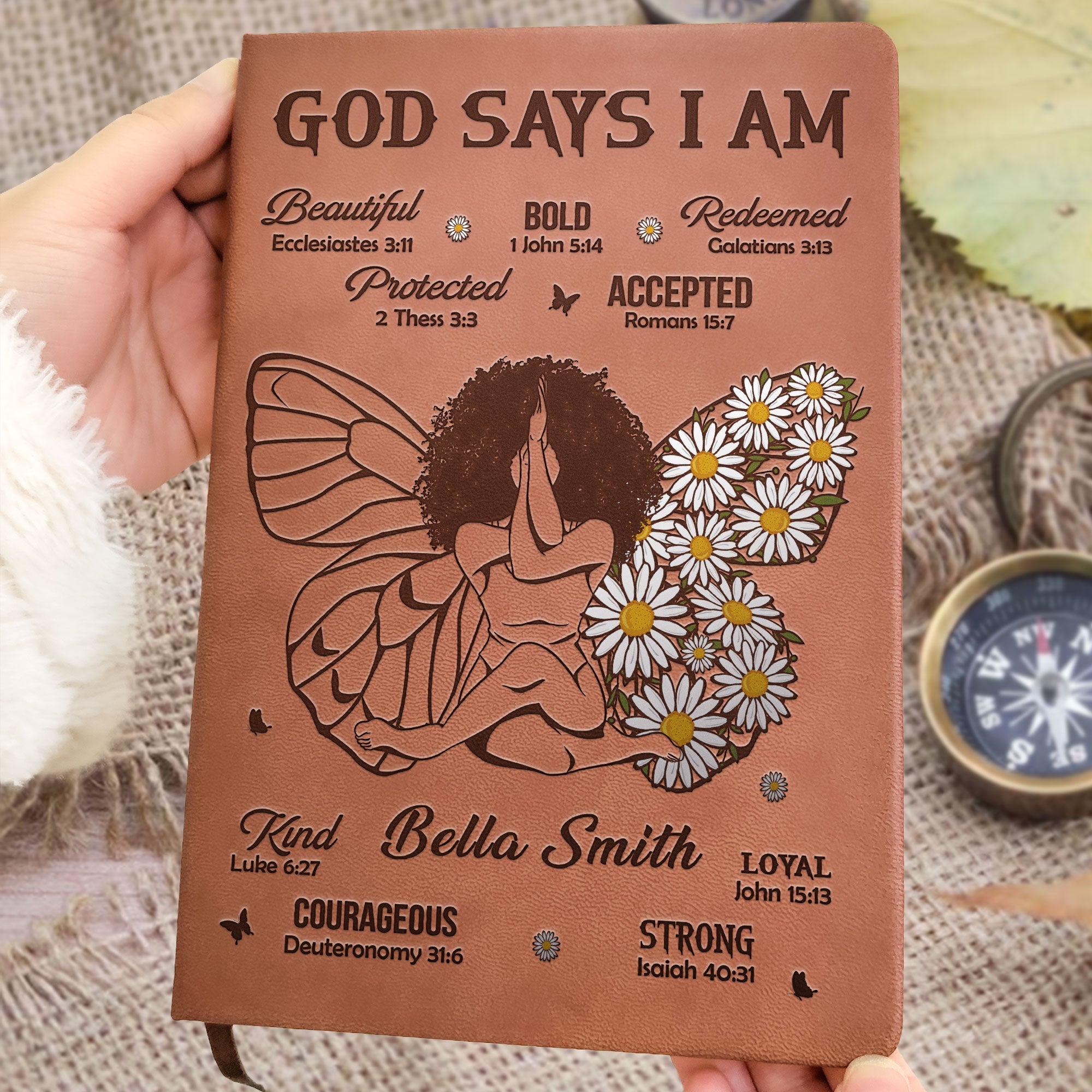 God Says That I Am - Personalized Leather Journal