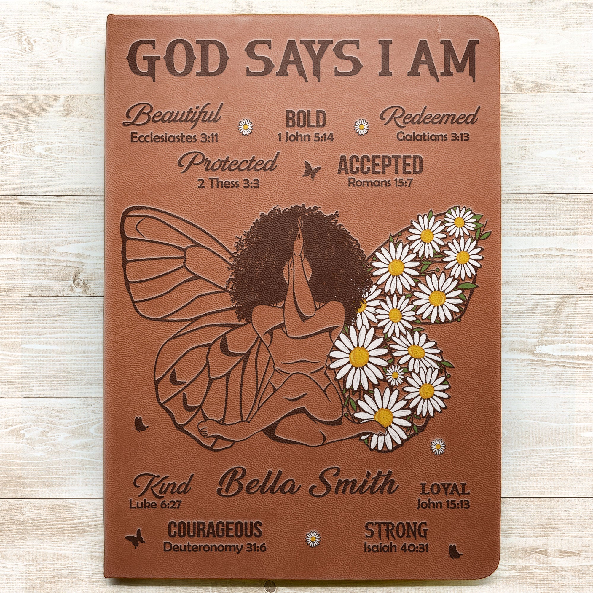 God Says That I Am - Personalized Leather Journal